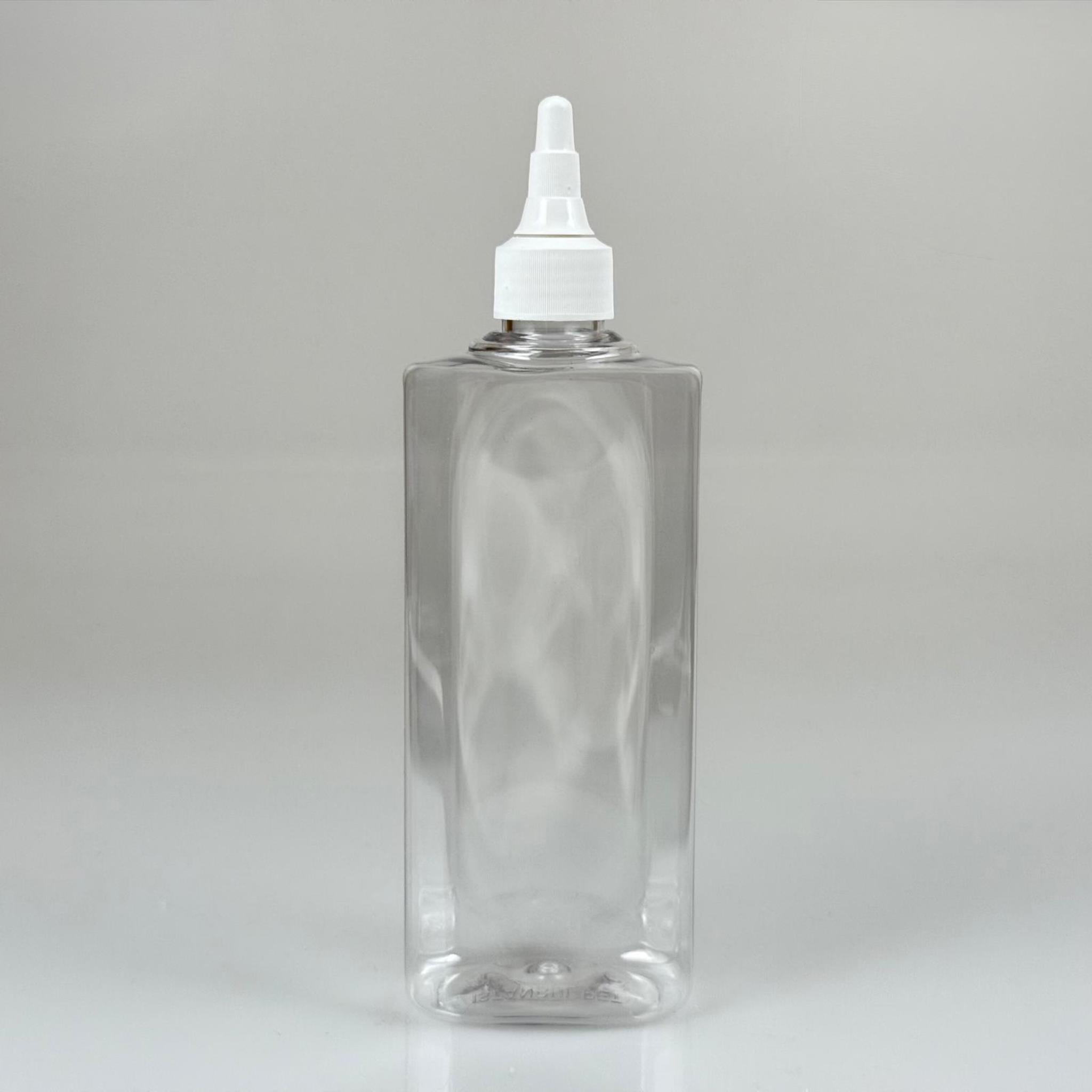 400 CC YASSI MODEL PET ŞİŞE - BEYAZ ASANSÖR KAPAKLI - 400 ML AKITICILI PLASTİK ŞİŞE