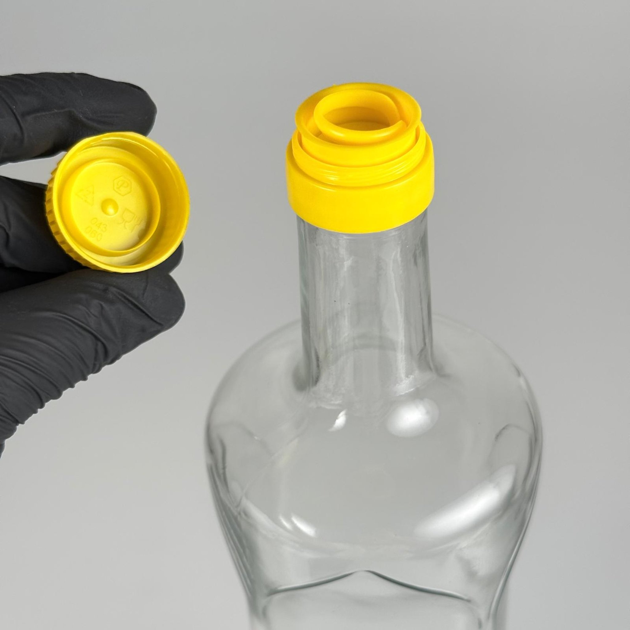 1000 CC DESENLİ DORİKA ŞEFFAF CAM ŞİŞE + SARI ÇAKMA KAPAKLI TAKIM - 1000 ML MANTAR TIPALI ÇAKMA AĞIZ  CAM ŞİŞE