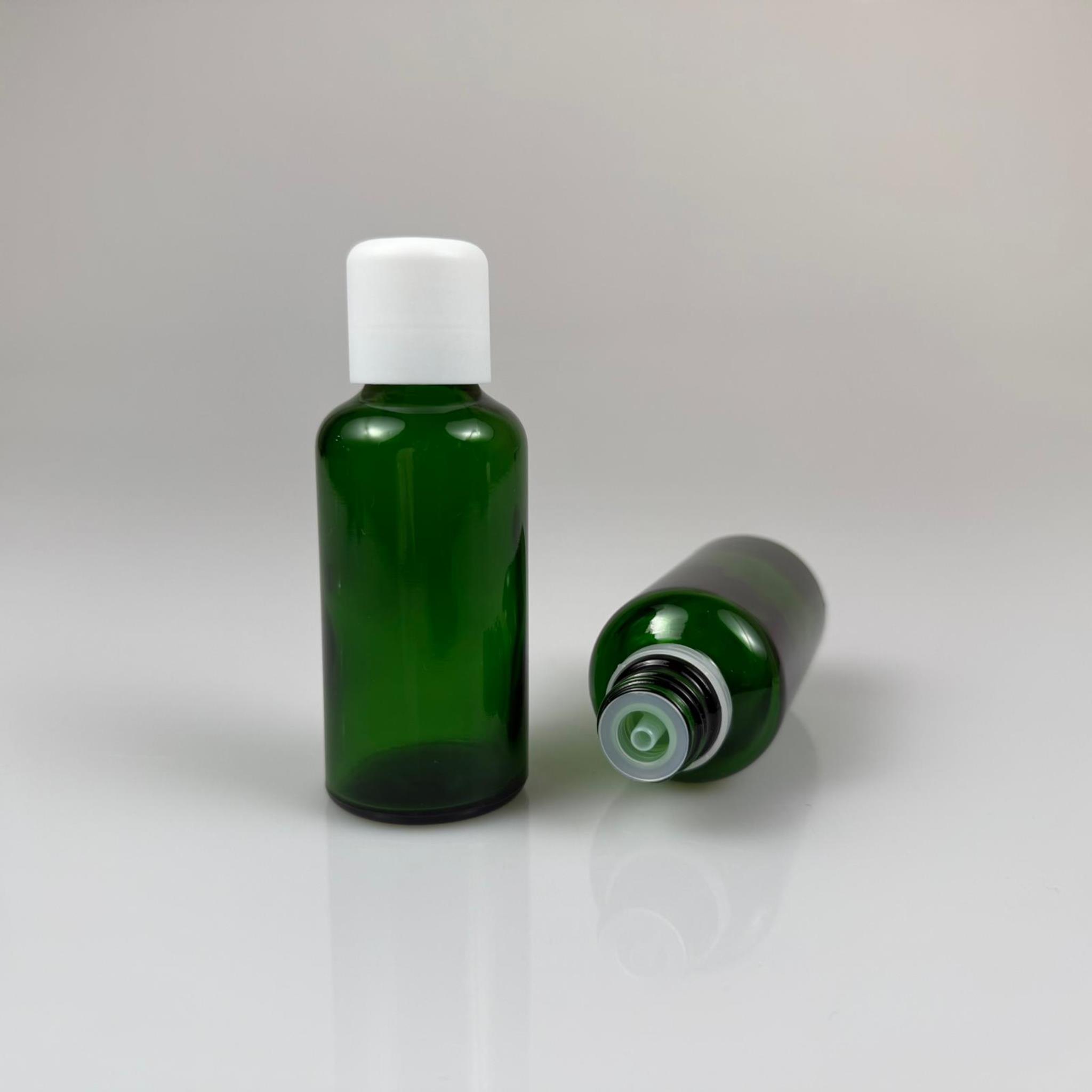 50 CC YEŞİL CAM ŞİŞE + İÇTEN DAMLALIKLI ÇOCUK KİLİTLİ BEYAZ KAPAK - YEŞİL 50 ML KİLİT KAPAKLI DAMLATMALI ŞİŞE
