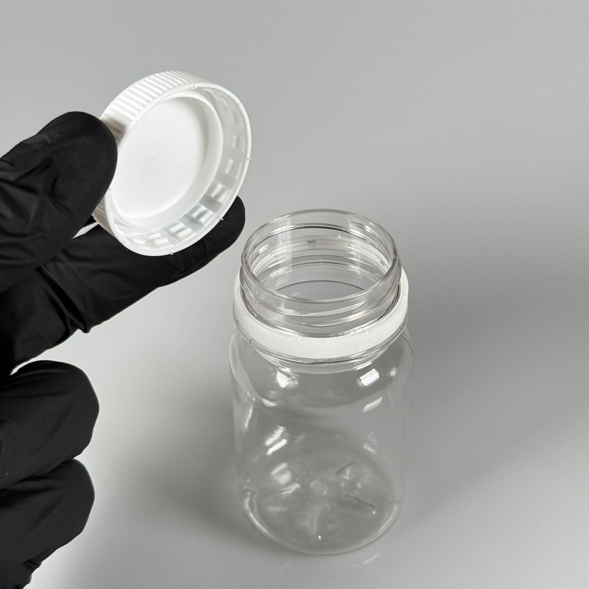 100 CC SİLİNDİR PET ŞİŞE (15,6 GR) - 38 MM GENİŞ AĞIZLI KİLİTLİ BEYAZ KAPAKLI  - 100 ML PLASTİK BOŞ ŞİŞELER