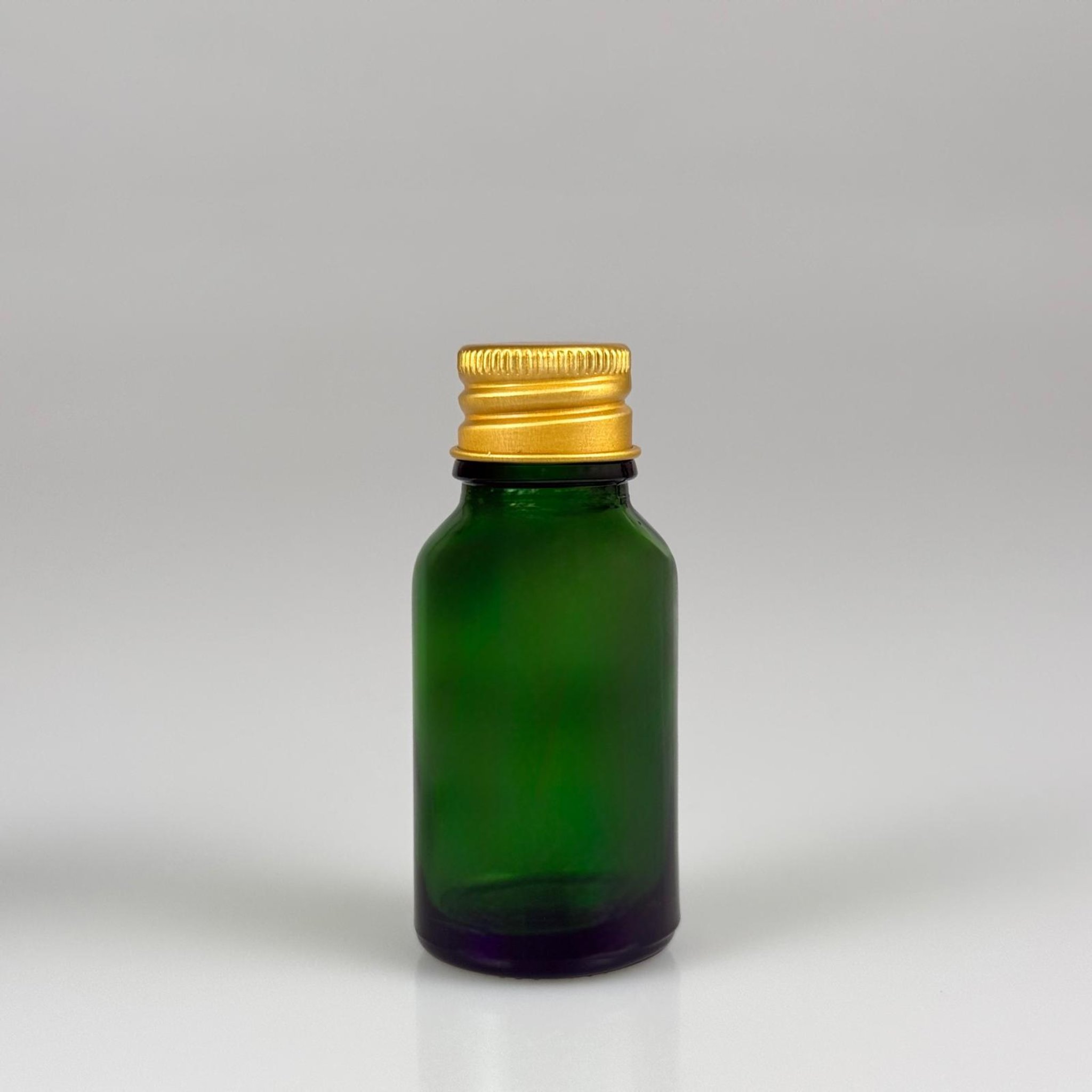 15 CC YEŞİL CAM ŞİŞE + KÖPÜK CONTALI GOLD ALÜMİNYUM METAL KAPAKLI TAKIM - 15 ML YEŞİL CAM ŞİŞE