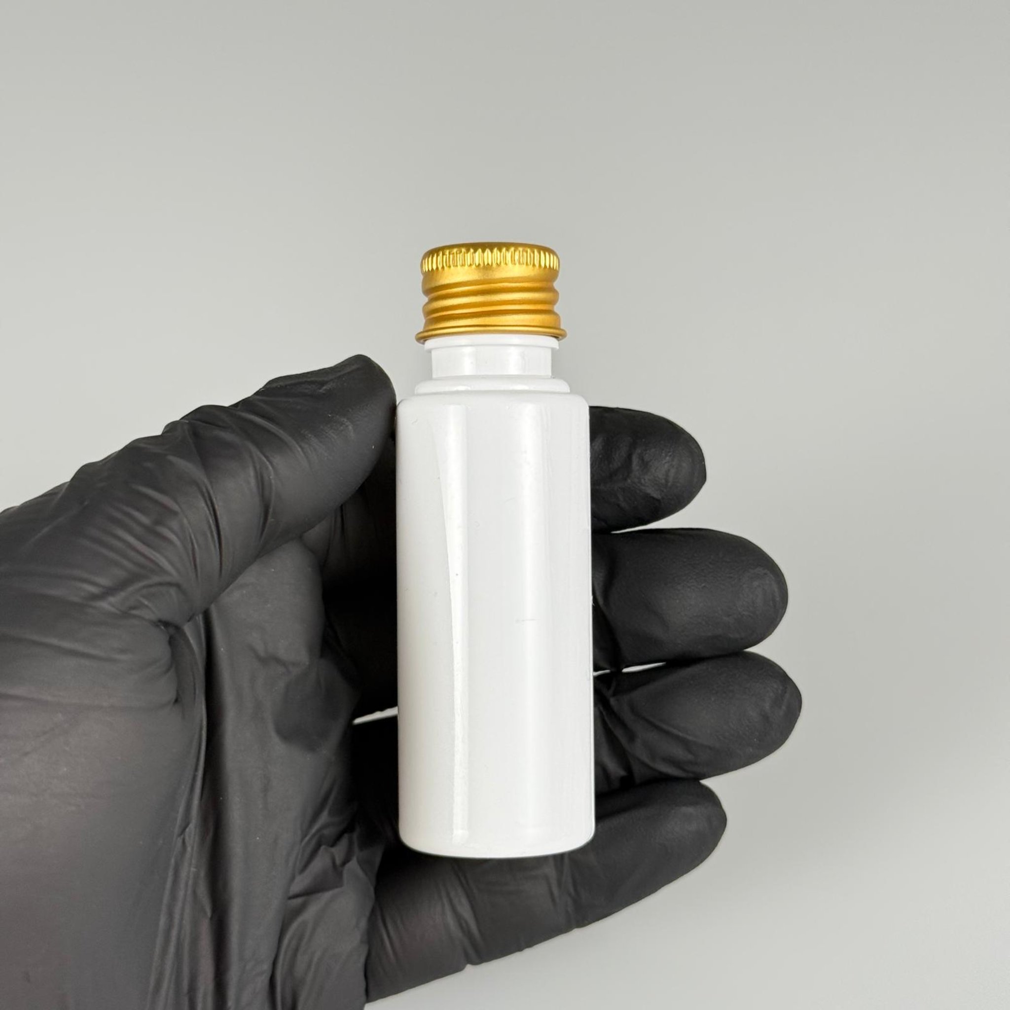 30 CC BEYAZ PET SHOT ŞİŞE - KÖPÜK CONTALI GOLD ALÜMİNYUM METAL KAPAKLI + KÖR TIPALI TAKIM - 30 ML PLASTİK ŞİŞE