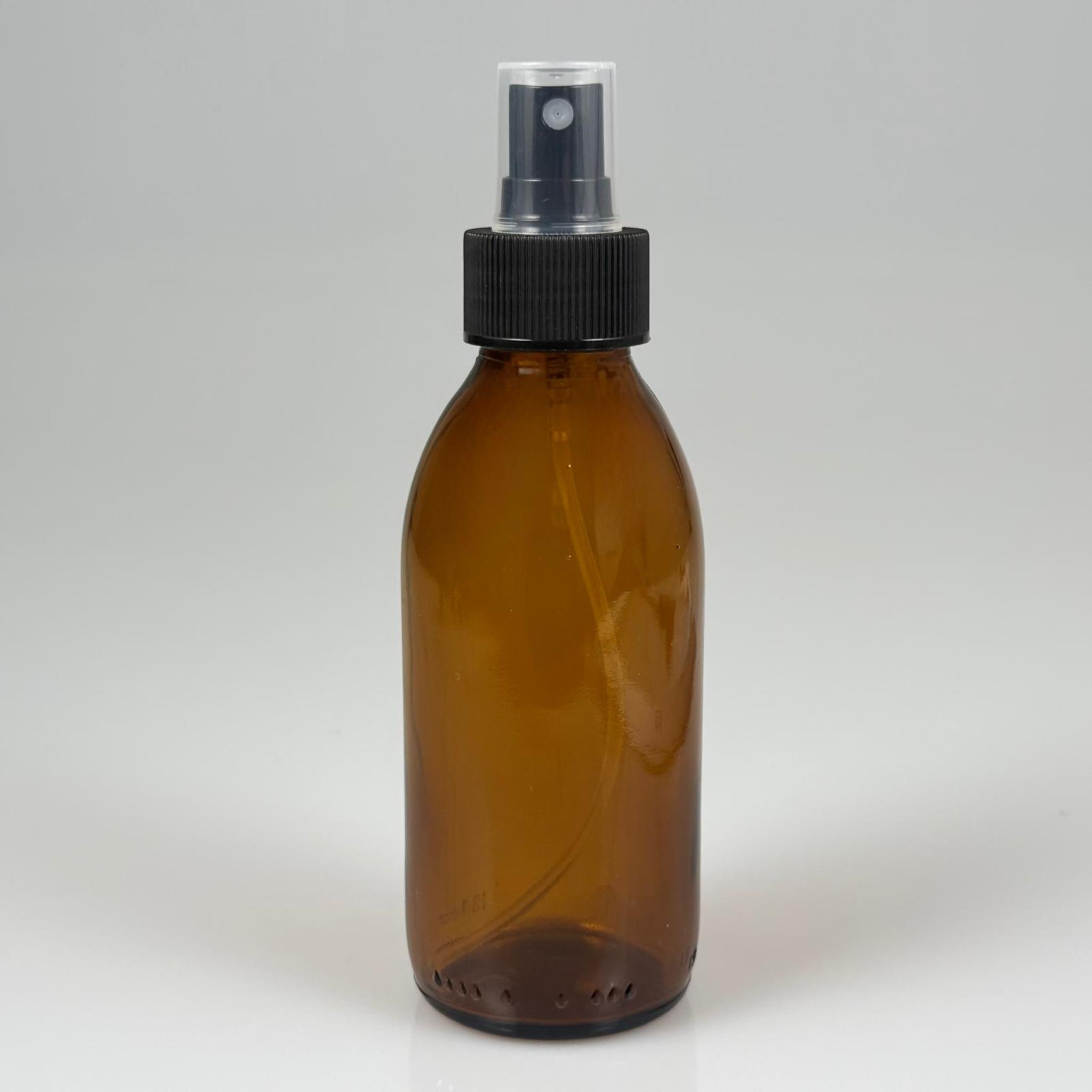 160 CC AMBER CAM ŞİŞE  - SİYAH PARMAK SPREYLİ TAKIM - 160 ML CAM SPREYLİ ŞİŞE