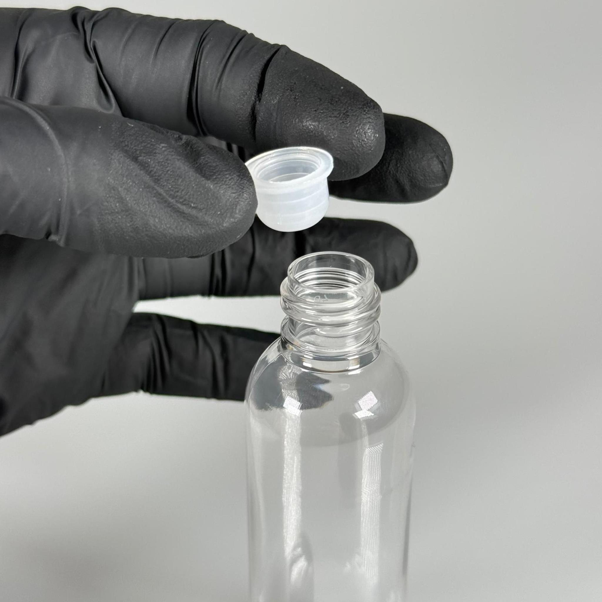 50 CC KALIN ŞEFFAF PET ŞİŞE (8 GR) - SİYAH KAPAKLI + KÖR TIPALI - 50 ML PLASTİK ŞİŞE