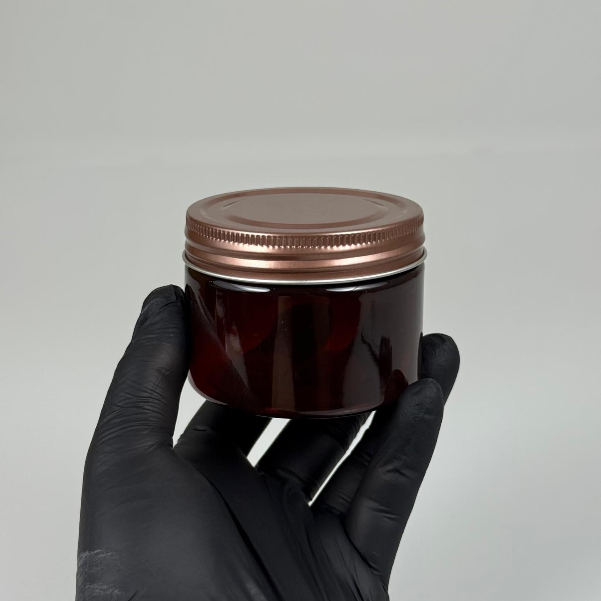150 ML SERT PET KAVANOZ + BRONZ METAL KAPAK + İÇ TIPA - 150 CC KALIN AMBER PLASTİK KAVANOZ BRONZ METAL KAPAKLI İÇ TIPALI TAKIM - KREM KAVANOZLARI