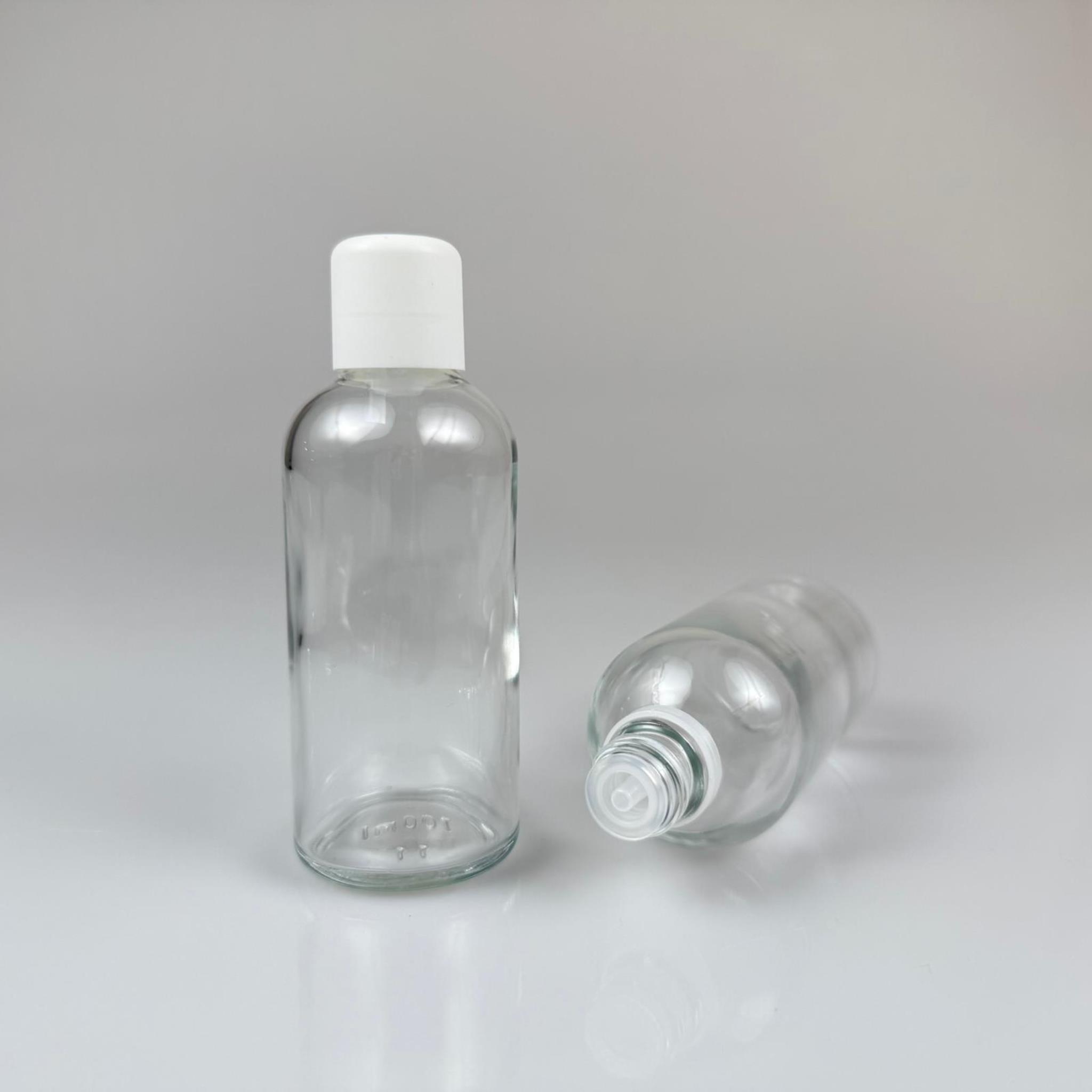 100 CC ŞEFFAF CAM ŞİŞE + İÇTEN DAMLALIKLI ÇOCUK KİLİTLİ BEYAZ KAPAK - SAYDAM 100 ML KİLİT KAPAKLI DAMLATMALI ŞİŞE