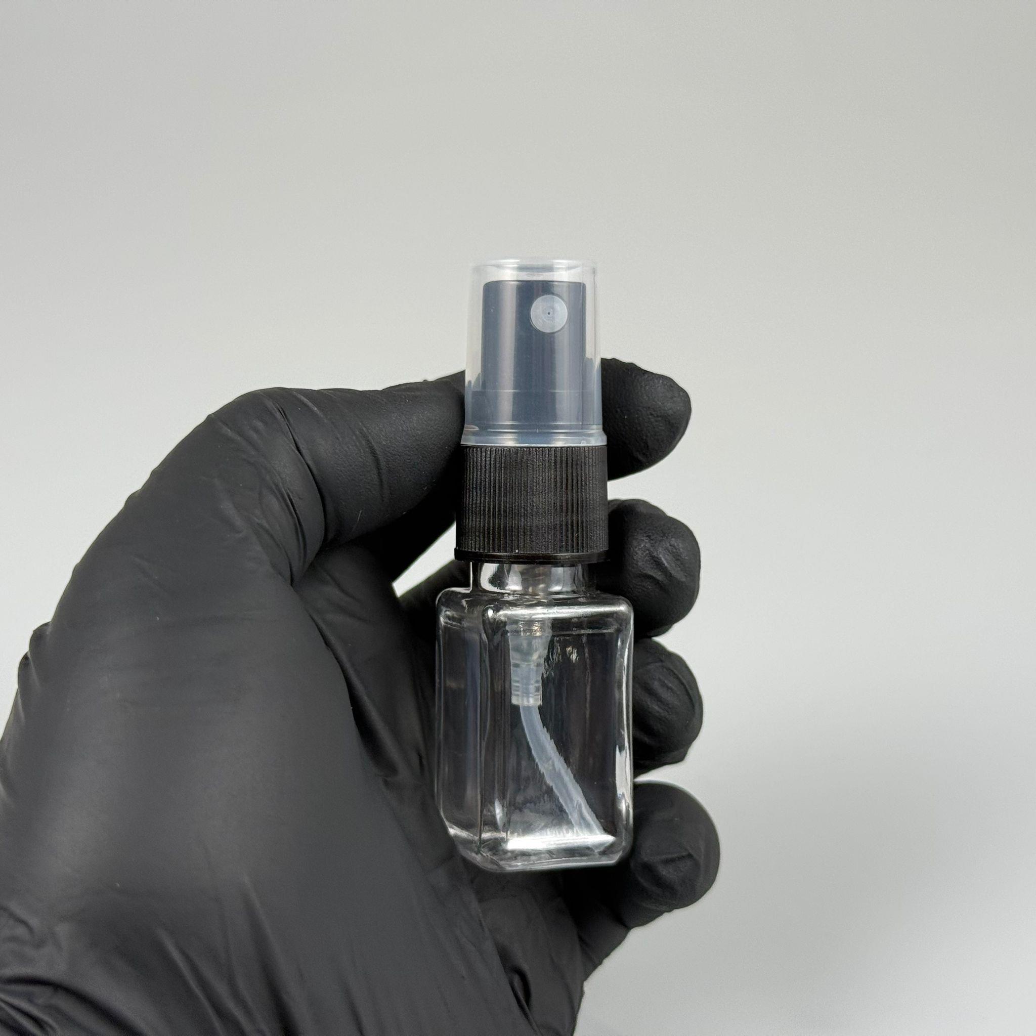 10 CC ŞEFFAF KARE PET ŞİŞE - SİYAH SPREYLİ TESTER 10 ML PLASTİK ŞİŞE