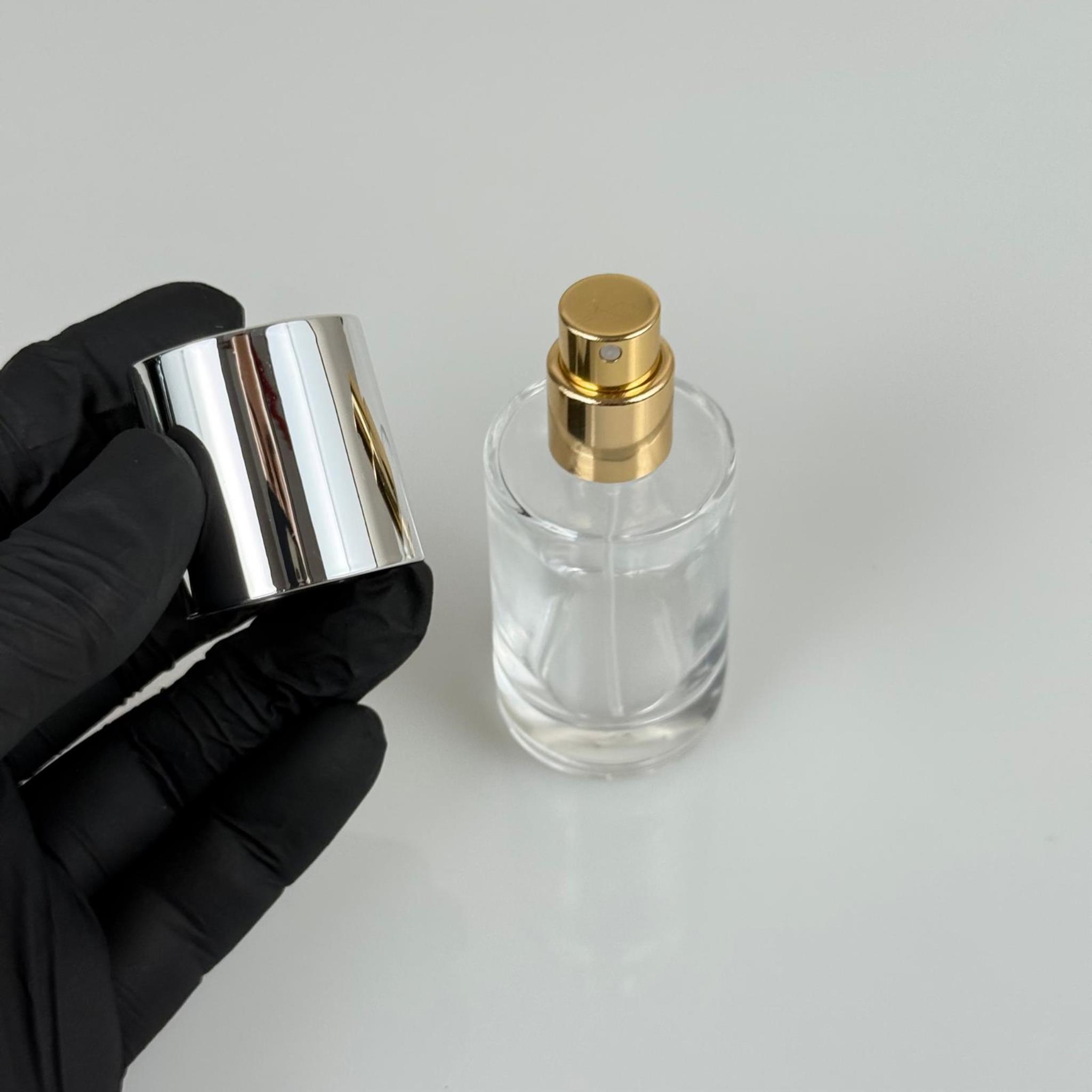 30 ML SİLİNDİR MODEL SAVAGE PARFÜM ŞİŞESİ - GOLD METAL SPREYLİ + GÜMÜŞ GENİŞ KAPAKLI (AĞIZ 15 MM GEÇME KOLAY KAPAMA)