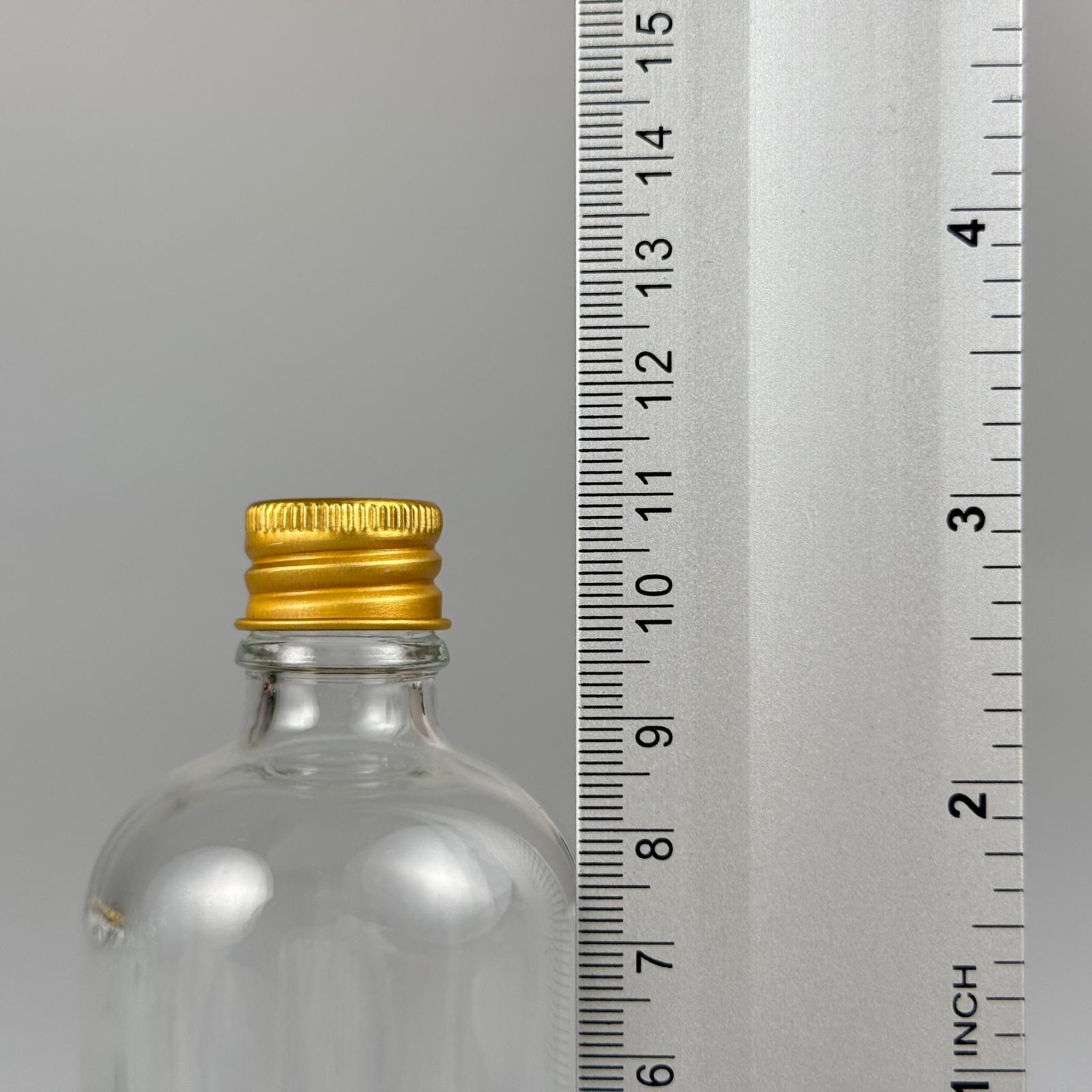 100 CC ŞEFFAF CAM ŞİŞE + KÖPÜK CONTALI GOLD ALÜMİNYUM METAL KAPAKLI + KOLONYA TIPALI TAKIM - 100 ML ŞEFFAF CAM ŞİŞE