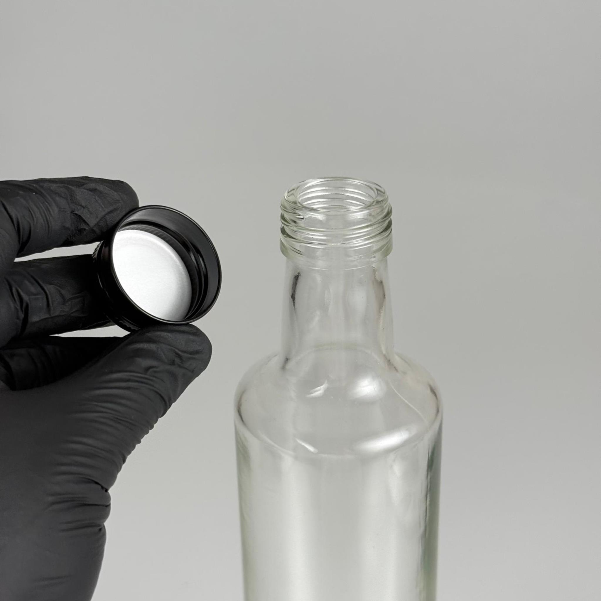 500 CC DORİKA CAM ŞİŞE - SİYAH METAL ALÜMİNYUM KAPAKLI - 500 ML DORİKA YAĞ ŞİŞESİ - SİRKE ŞİŞESİ