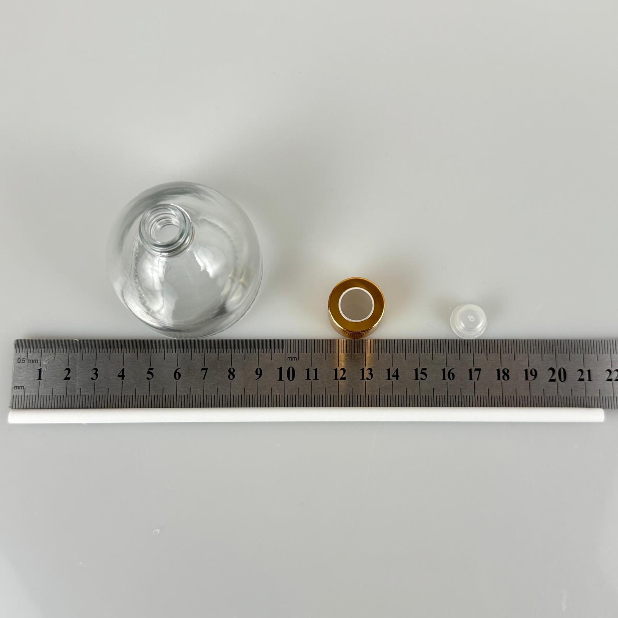 KUBBE MODEL CAM BAMBU ODA KOKUSU ŞİŞESİ + METAL GOLD KAPAK + TIPA + KALIN BEYAZ FİBER BAMBU ÇUBUK - 50 ML SET TAKIM - HEDİYELİK PROMOSYON DİFFUSER ŞİŞELERİ