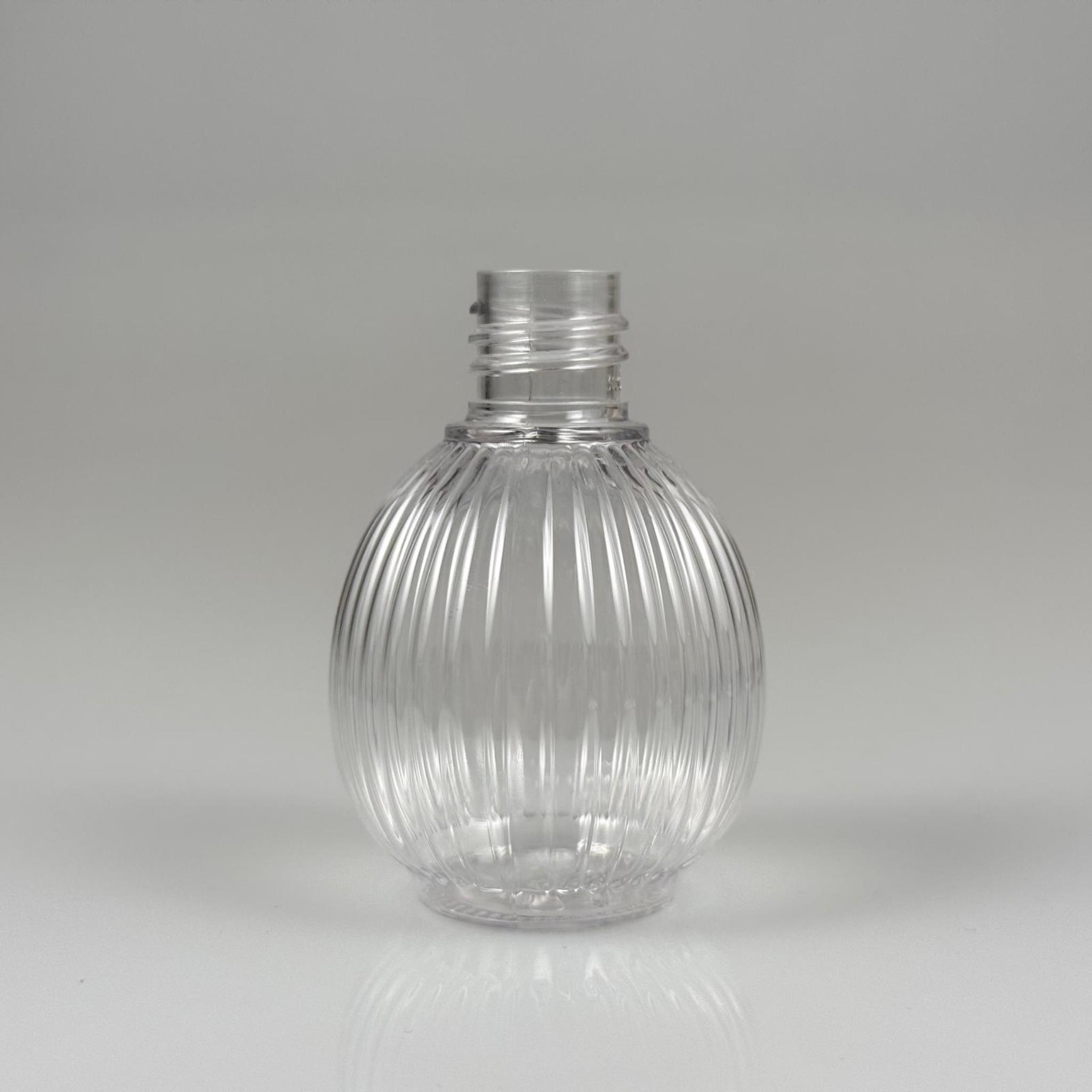 50 CC TOP ÇİZGİLİ DESENLİ PET ŞİŞE 18 MM AĞIZ KAPAKSIZ - 50 ML TOP MODEL ÇİZGİLİ PLASTİK ŞİŞE