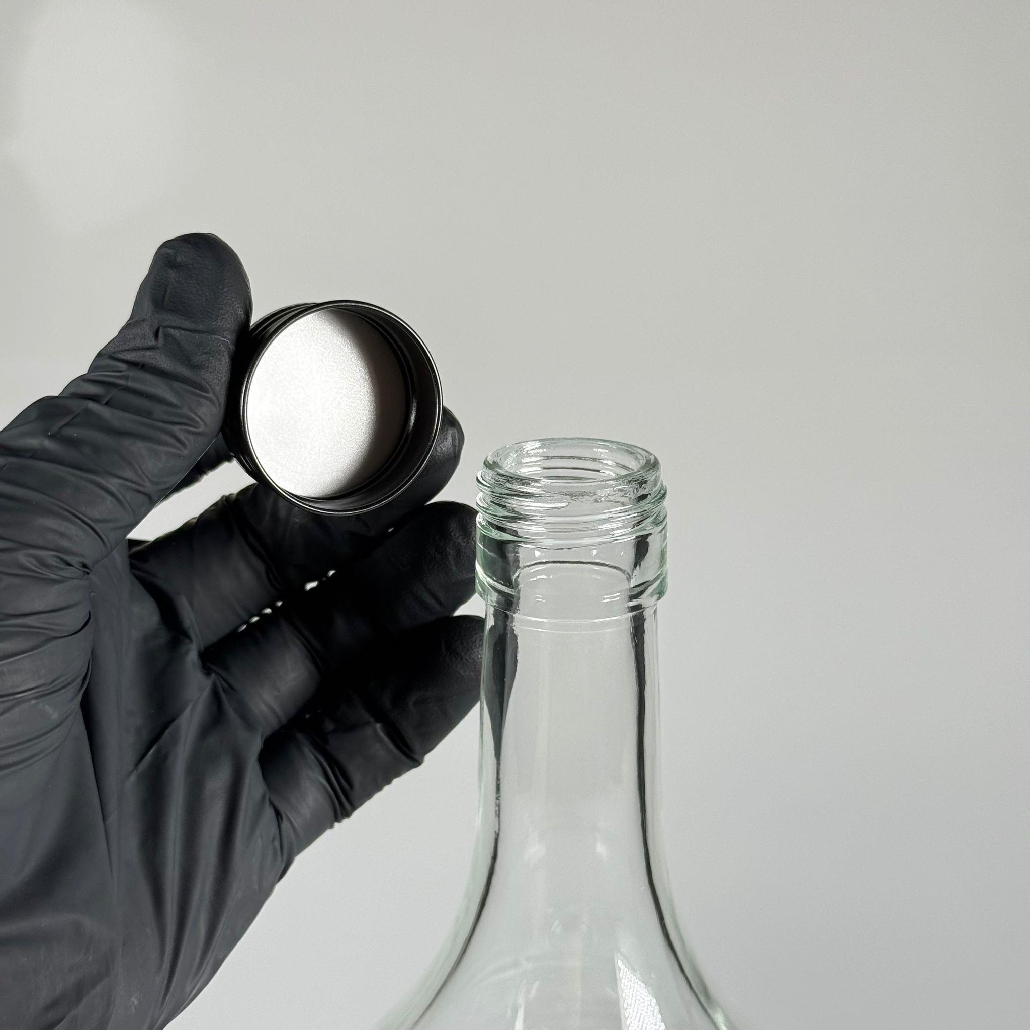 1500 CC ŞEFFAF CAM ŞİŞE - SİYAH METAL ALÜMİNYUM KAPAKLI - 1500 ML YAĞ ŞİŞESİ - SİRKE ŞİŞESİ - 1,5 LİTRE CAM ŞİŞE