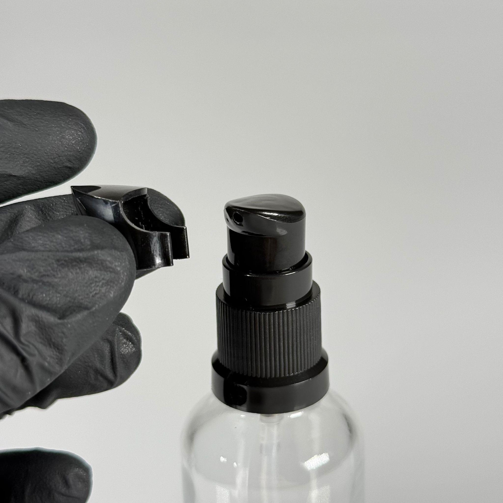 50 CC ŞEFFAF CAM ŞİŞE - SIZDIRMAZ ETEKLİ SİYAH LOSYON POMPALI TAKIM - 50 ML LOSYON ŞİŞESİ - YAĞ, KREM GİBİ YOĞUN KIVAMLI SIVILAR İÇİN CAM AMBALAJ