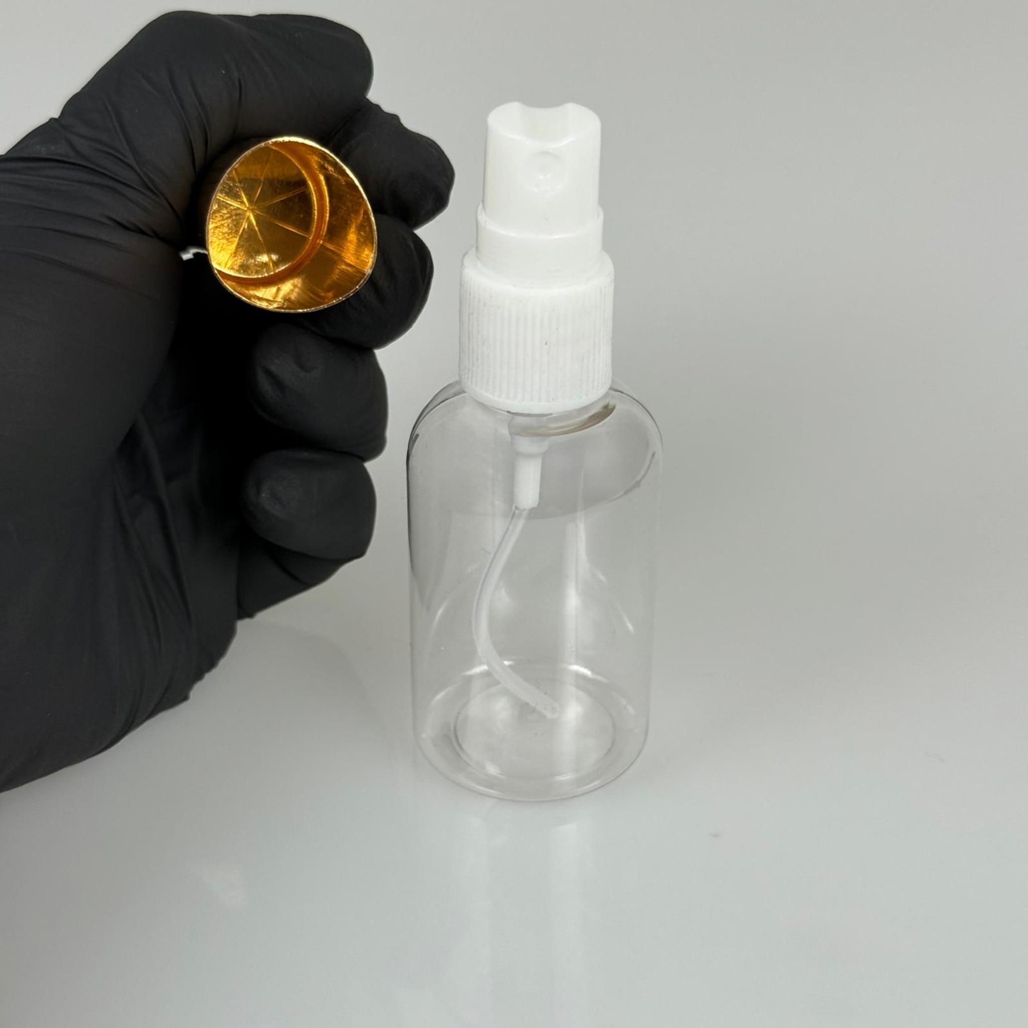 40 ML PET KOLONYA, PARFÜM VB ŞİŞELERİ - METAL ALÜMİNYUM GOLD KAPAK + VİDALI SPREY + 40 CC TOMBUL ŞİŞE SET TAKIM