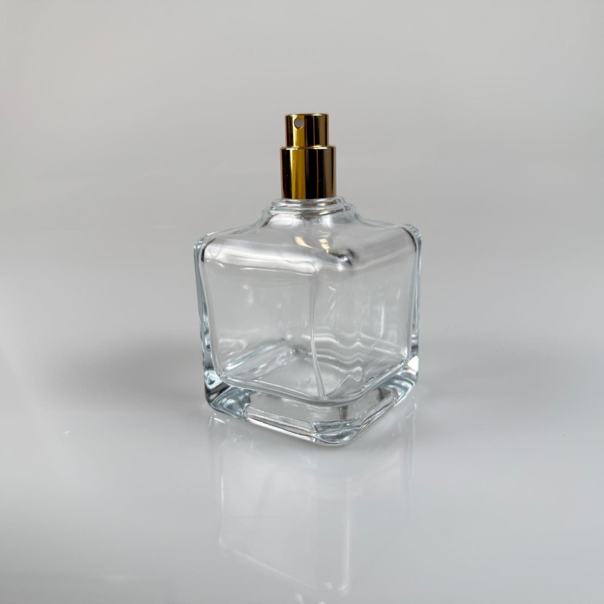 100 ML KARE MODEL LURA PARFÜM ŞİŞESİ - GOLD METAL SPREYLİ (AĞIZ 15 MM GEÇME KOLAY KAPAMA)