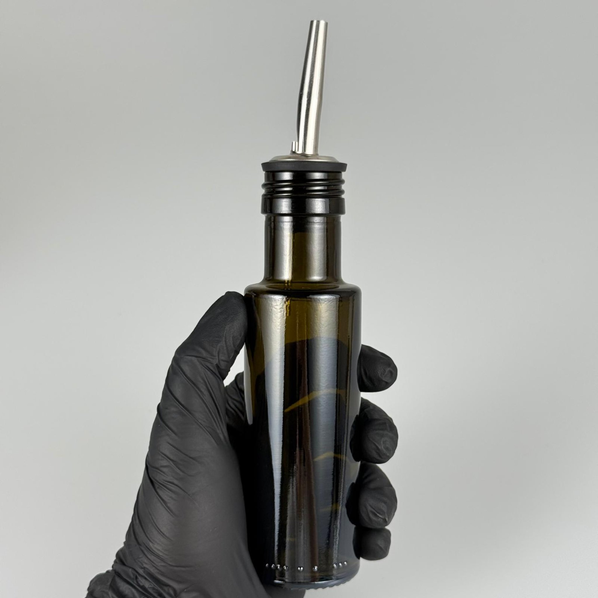 100 CC DORİKA CAM ŞİŞE KOYU YEŞİL (31 MM AĞIZ) - ÇELİK YAĞDANLIK TIPALI - 100 ML SİLİNDİR DORİCA YAĞ VE SOS ŞİŞELERİ