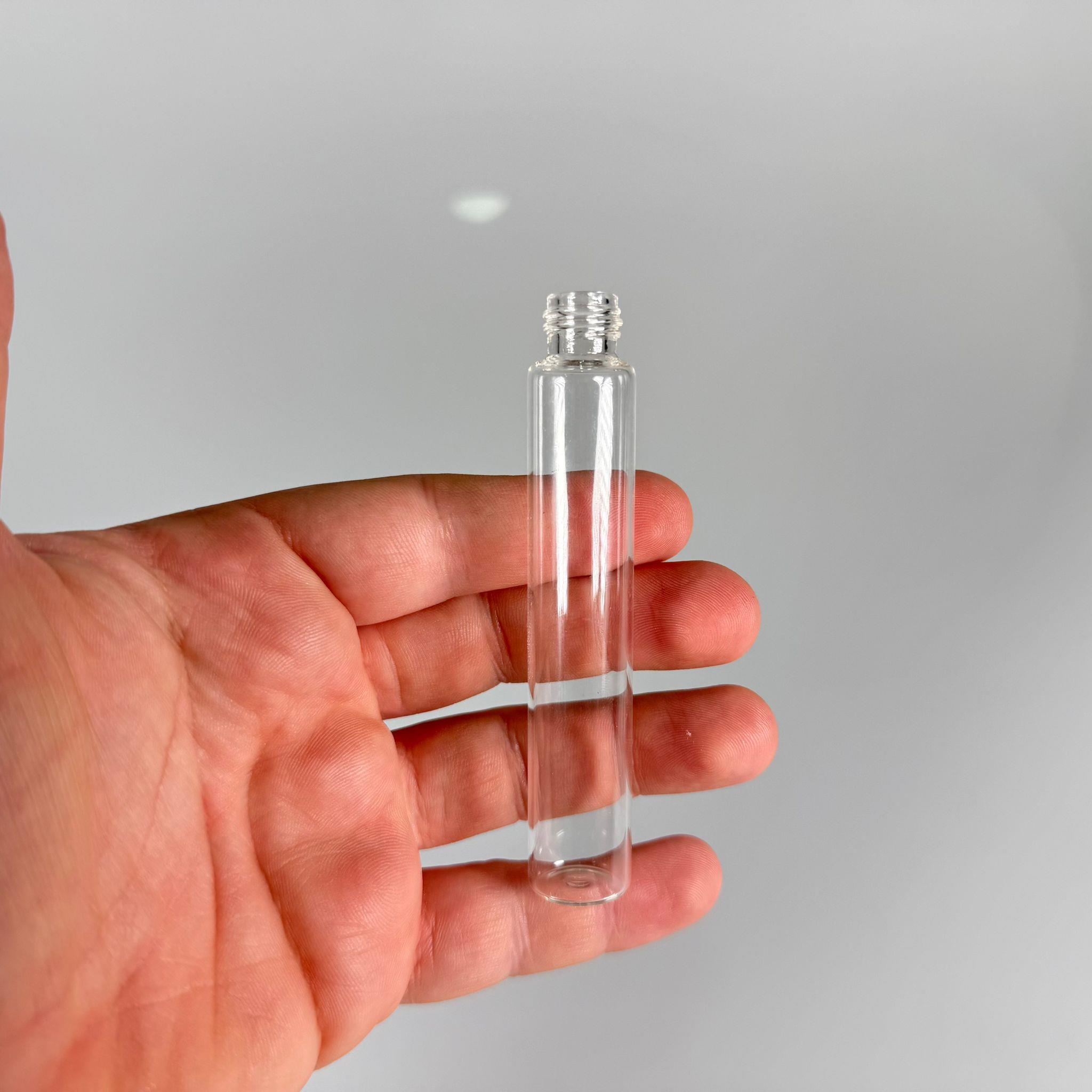 15 CC ŞEFFAF İNCE CAM ŞİŞE - 14 MM VİDALI AĞIZ - KAPAKSIZ 15 ML CAM ŞİŞE