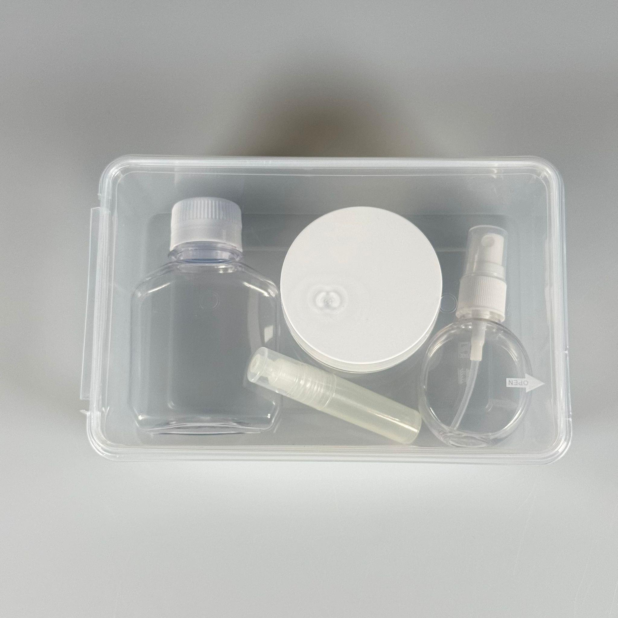 HAC, UMRE İÇİN AMBALAJ SETİ EKO - 100 ML KAPAKLI PLASTİK HURMA KAVANOZU + 100 ML KAPAKLI PLASTİK ZEMZEM ŞİŞESİ + 40 ML SPREYLİ GÜLSUYU ŞİŞESİ + 4 ML ROLL-ON PLASTİK KOKU ŞİŞESİ + PLASTİK SAKLAMA KABI TAKIM