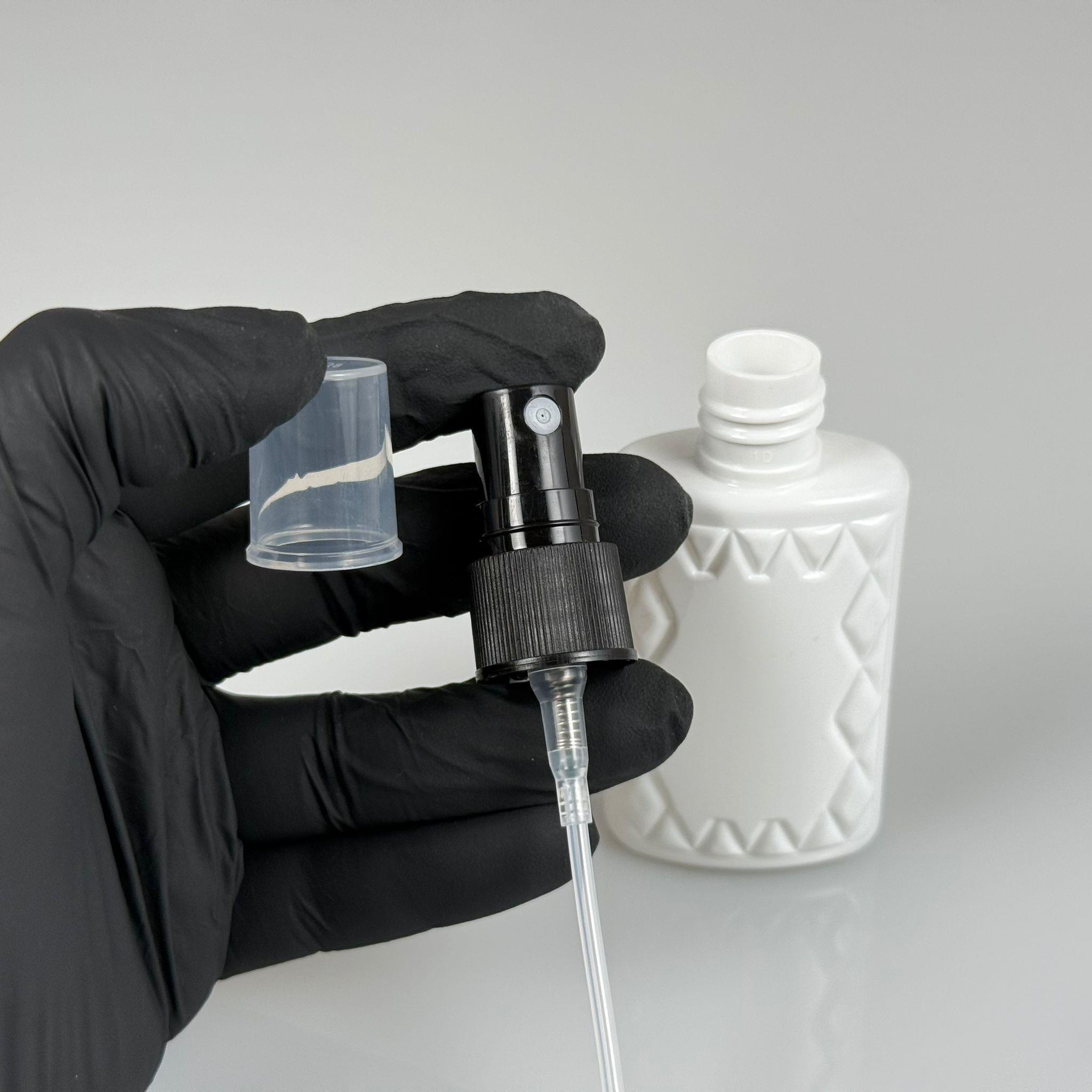 50 CC BEYAZ PET KÖŞELİ PARFÜM ŞİŞESİ  - SİYAH SPREYLİ - 50 ML PLASTİK PARFÜM - KOLONYA ŞİŞESİ