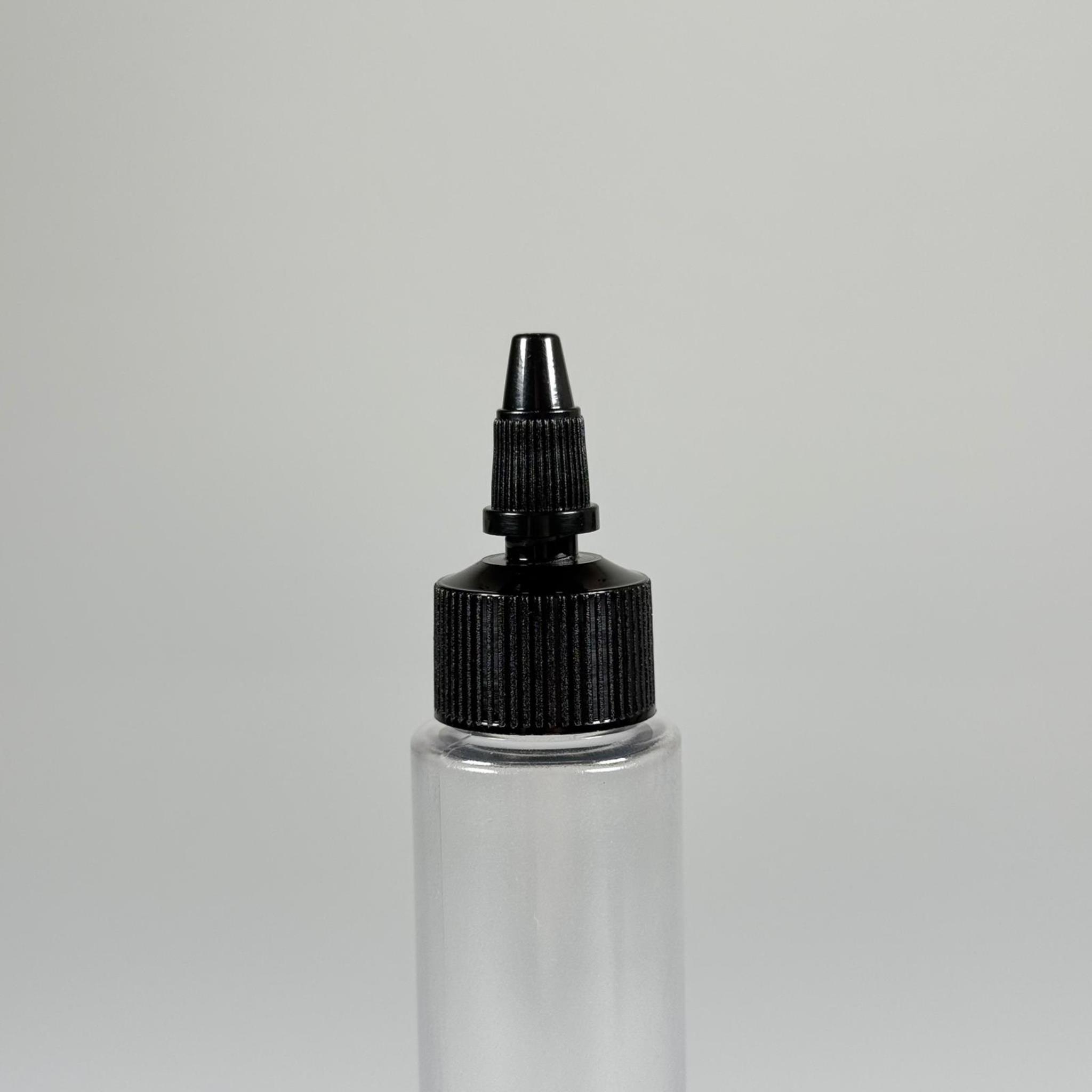 100 CC UZUN SİLİNDİR BUĞULU PET ŞİŞE (24 GR)  - SİYAH TWİST SİVRİ ASANSÖR AKITICI KAPAKLI - 100 ML BİBERİYE SUYU, LAVANTA YAĞI, SAÇ SERUM, TONİK VB İÇİN PLASTİK KOZMETİK AMBALAJLARI