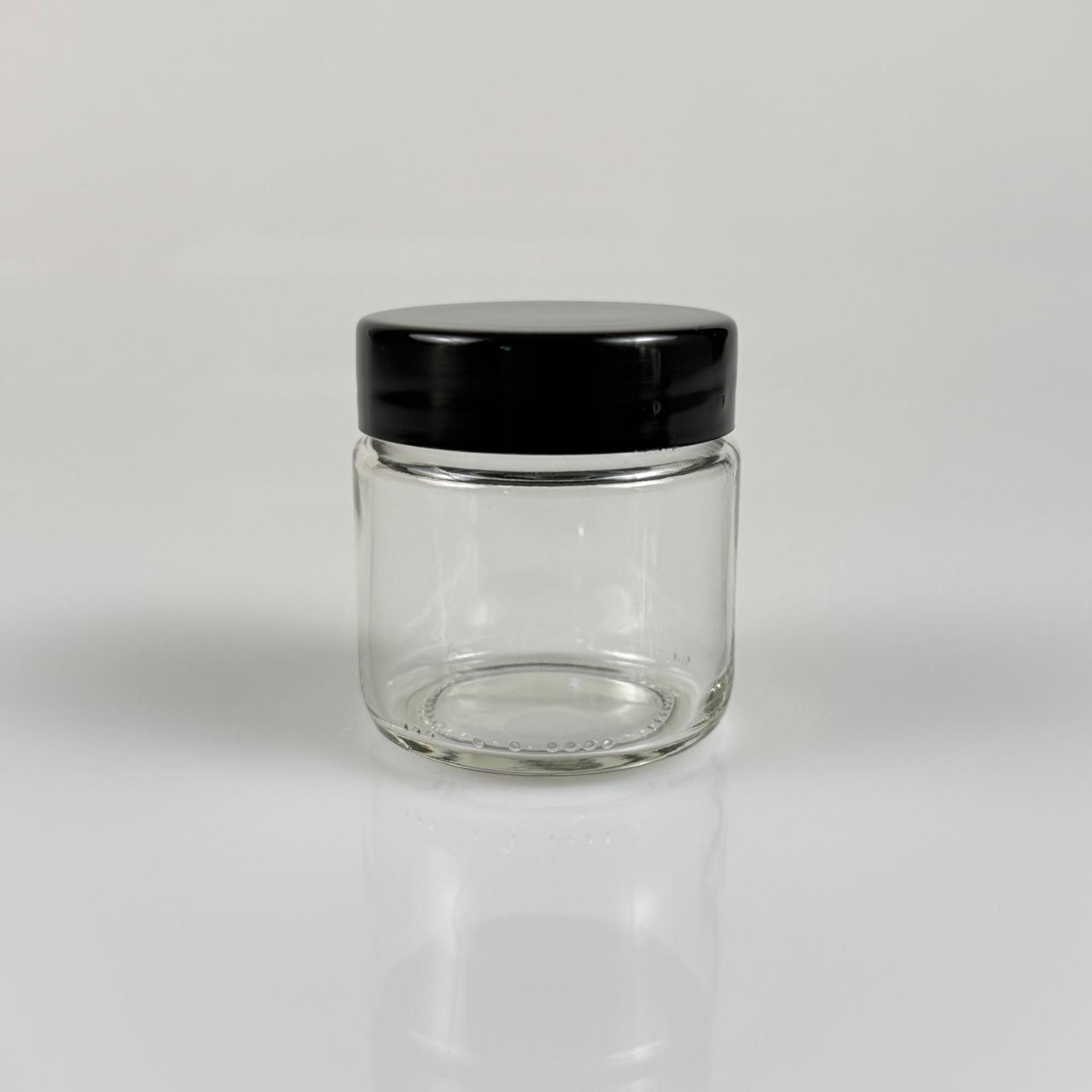 100 CC CAM KAVANOZ + SİYAH PLASTİK KAPAK - 100 ML PLASTİK KAPAKLI CAM KAVANOZ (SİLME 106 CC)