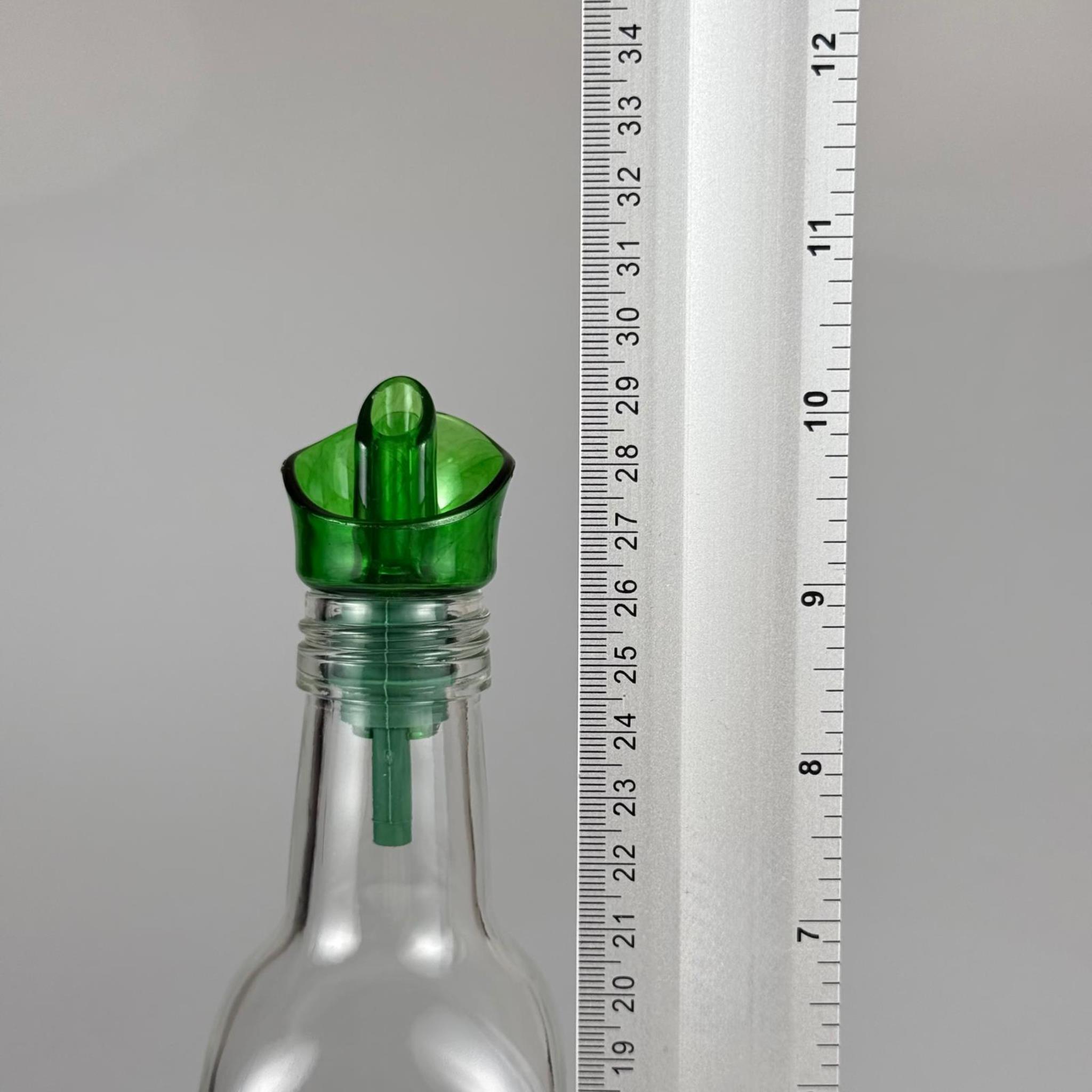 Akıtmaz Kapaklı Şık Cam Yağlık – Zeytinyağı ve Sirke İçin - Restoran Tipi 500 ML Şeffaf Maraska Kare Yağdanlık Açık Yeşil Akıtıcı Başlıklı