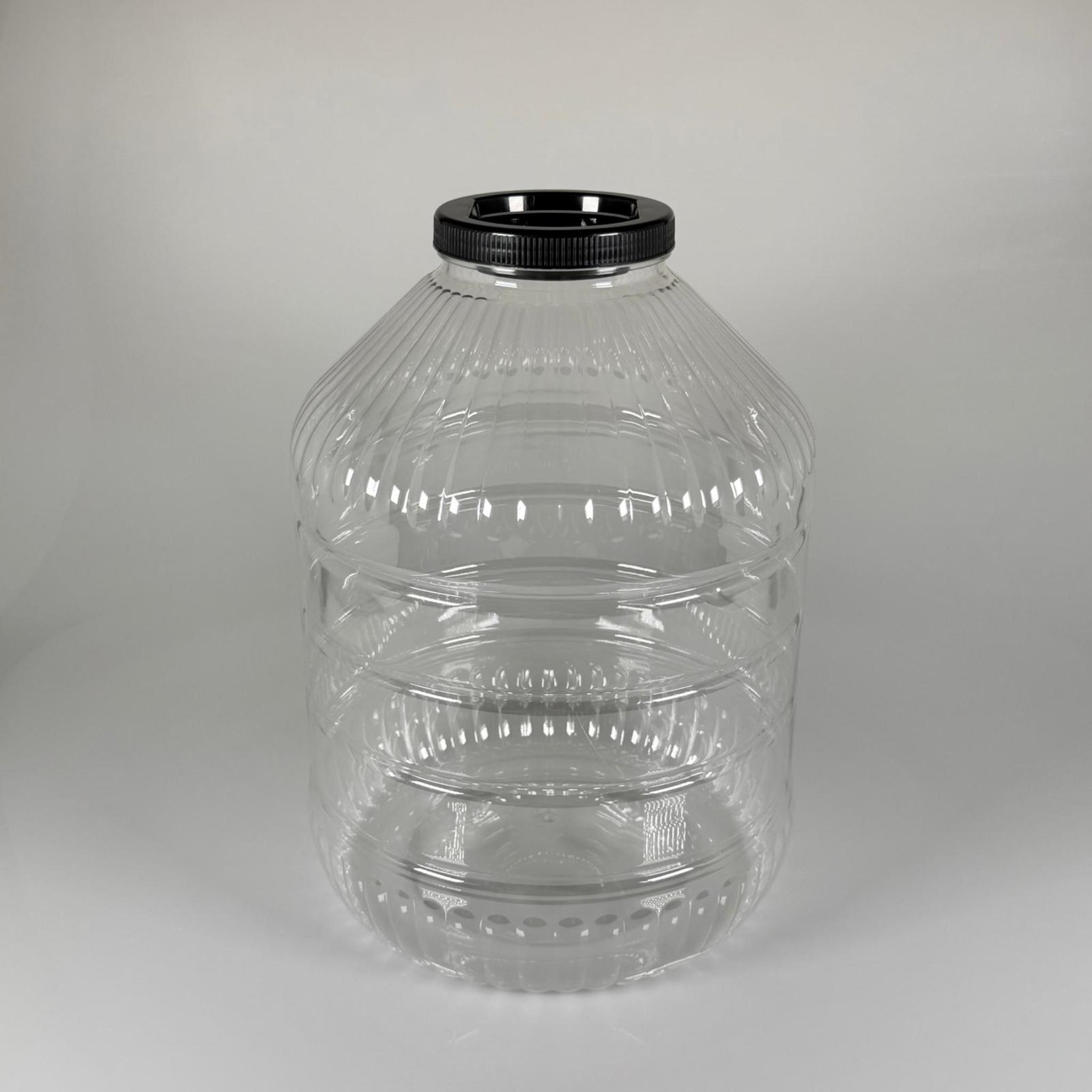 15 LİTRE PET KAVANOZ  - SİYAH KAPAKLI - PLASTİK KAVANOZ - 15 LT PET BİDON - 15000 CC BÜYÜK YUVARLAK KAVANOZ 110 MM AĞIZ- TURŞU, ZEYTİN VB İÇİN BOŞ PLASTİK BİDONLARI