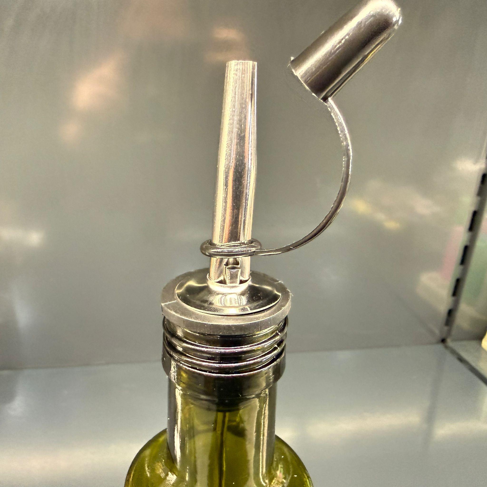 KÖŞELİ CAM YAĞLIK - 250 ML YEŞİL KARE CAM GEOLİVE ŞİŞE + KAPAKLI ÇELİK YAĞDANLIK TIPASI TAKIM