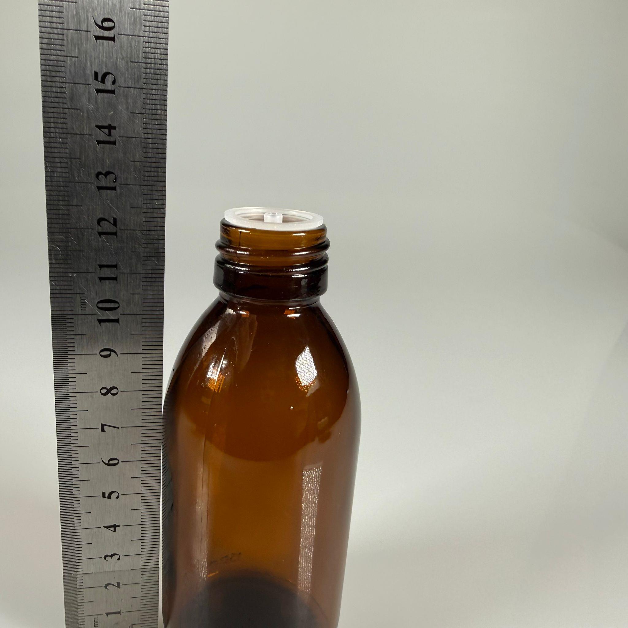 150 ML DOLUMU KOLAY, GENİŞ AĞIZLI İÇTEN DAMLALIKLI ŞİŞE (28 MM AĞIZ)  - 150 CC SİYAH CONTALI KAPAKLI İÇTEN DAMLALIKLI CAM ECZA ŞİŞESİ - AMBER KAHVERENGİ