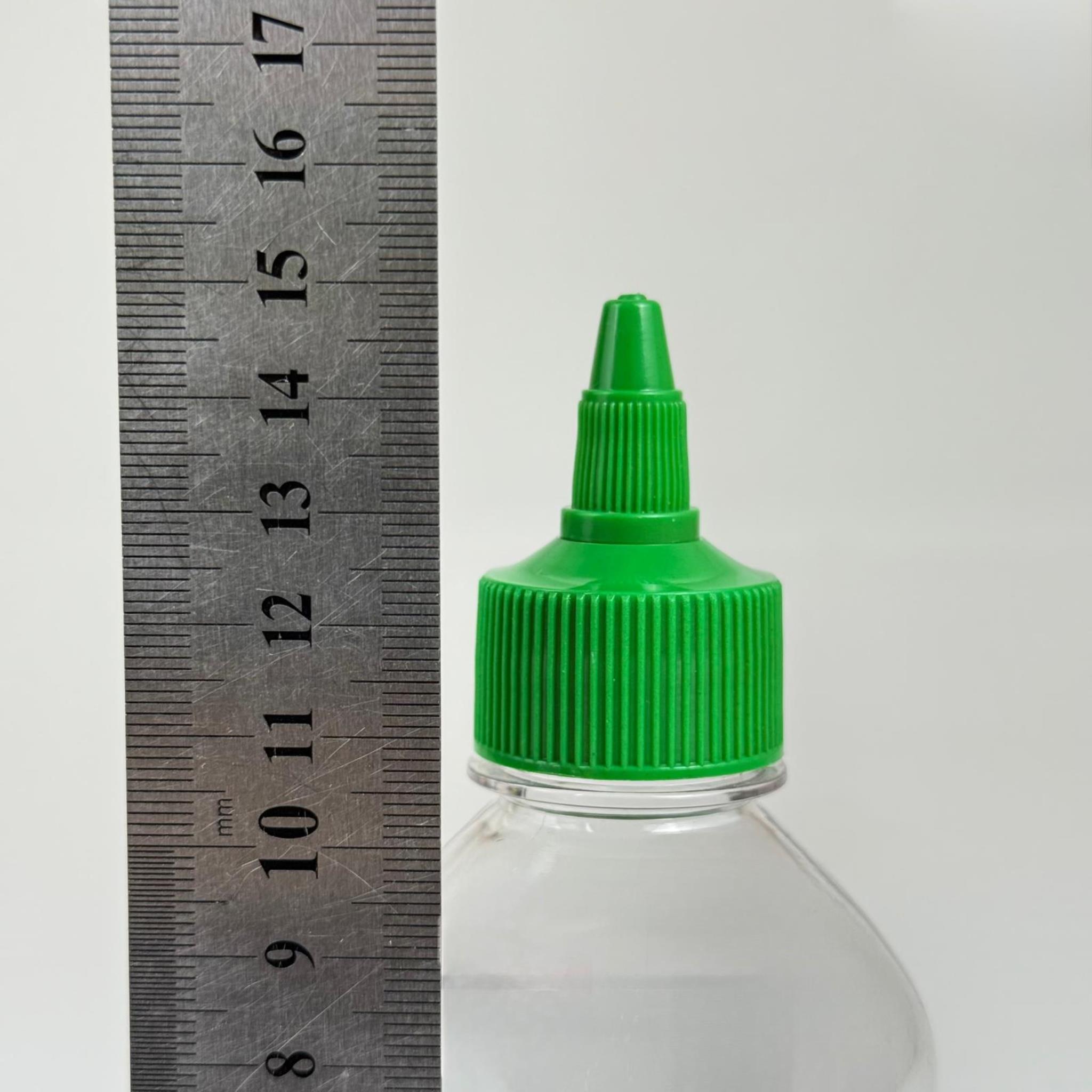 ZEYTİNYAĞI, SOS, ACI SOS, SİRKE, SRIRACHA VB BOŞ ŞİŞELERİ - YEŞİL SİVRİ TWİST AKITICI KAPAK + 250 ML TOMBUL ŞEFFAF PET PLASTİK ŞİŞE TAKIM