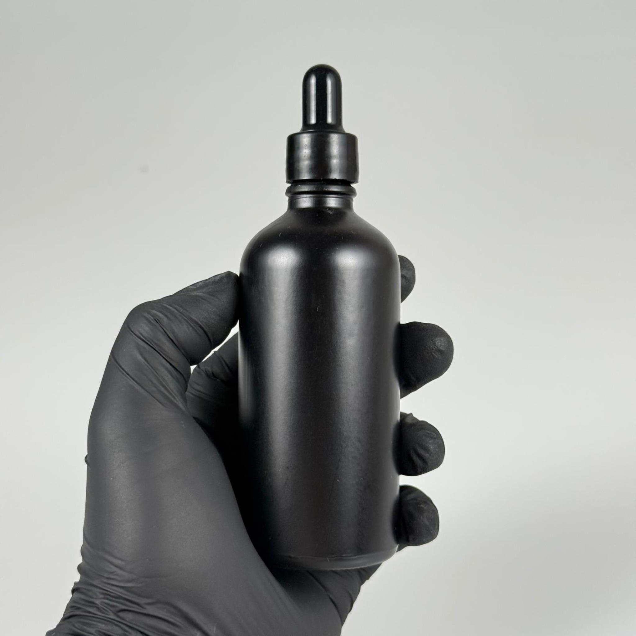 100 CC MAT SİYAH CAM DAMLALIKLI ŞİŞE - SİYAH EMZİK + SİYAH DÜZ KAPAK + CAM PİPET TAKIM - 100 ML MAT SİYAH DAMLALIKLI ŞİŞE SETİ