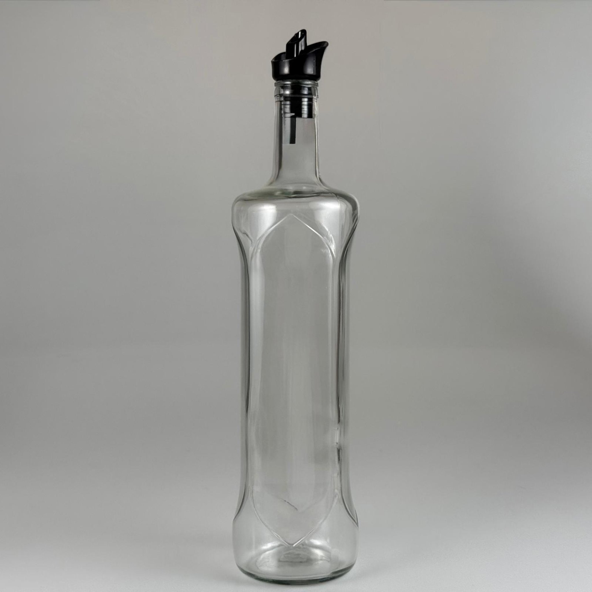 1000 CC DESENLİ DORİKA ŞEFFAF CAM ŞİŞE + HAVUZLU SİYAH AKITICILI TAKIM - 1000 ML MANTAR TIPALI ÇAKMA AĞIZ  CAM ŞİŞE