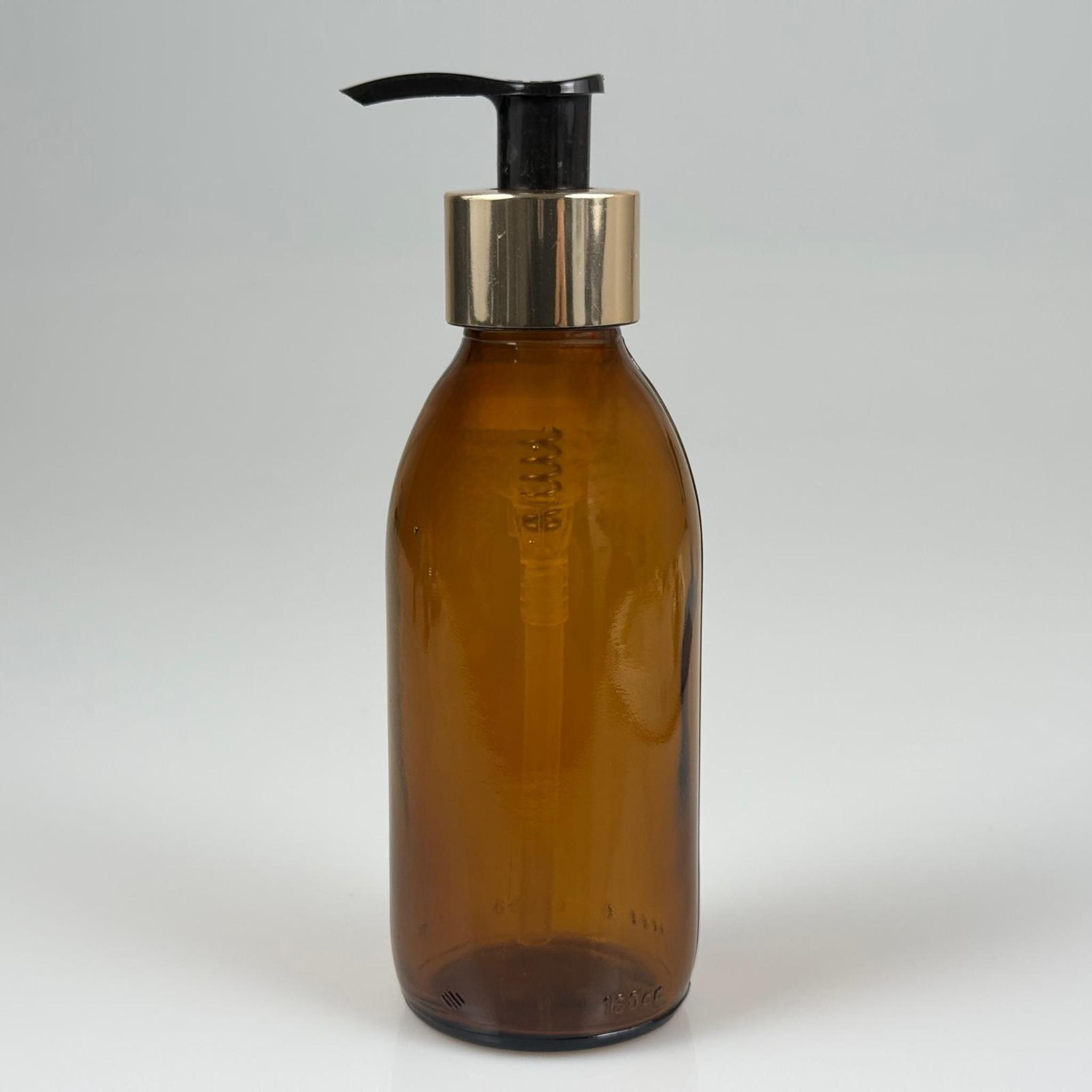 160 CC AMBER CAM ŞİŞE  - GOLD SIVI SABUN POMPALI TAKIM - 160 ML CAM SIVI LOSYON, YAĞ ŞİŞELERİ