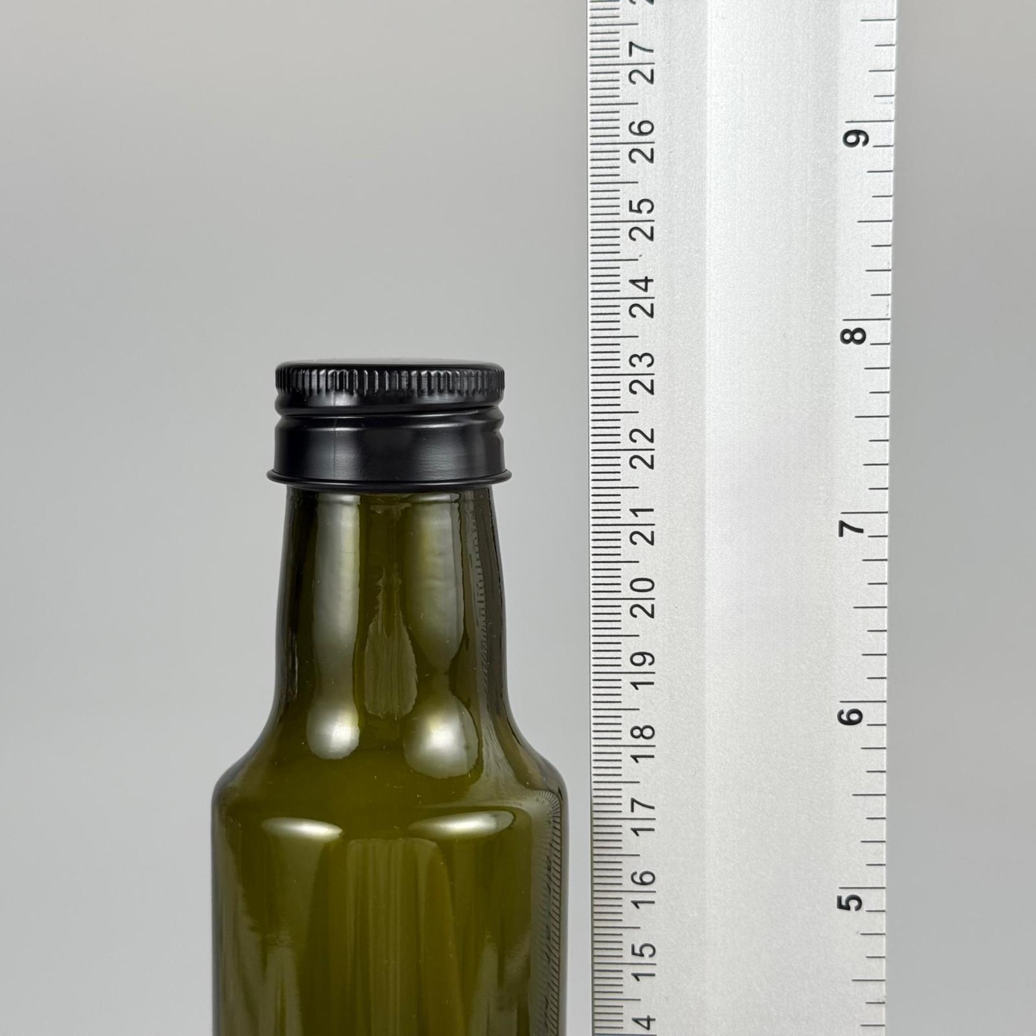 250 CC YEŞİL DORİKA CAM ŞİŞE - SİYAH METAL ALÜMİNYUM KAPAKLI - 250 ML DORİKA YAĞ ŞİŞESİ - SİRKE ŞİŞESİ