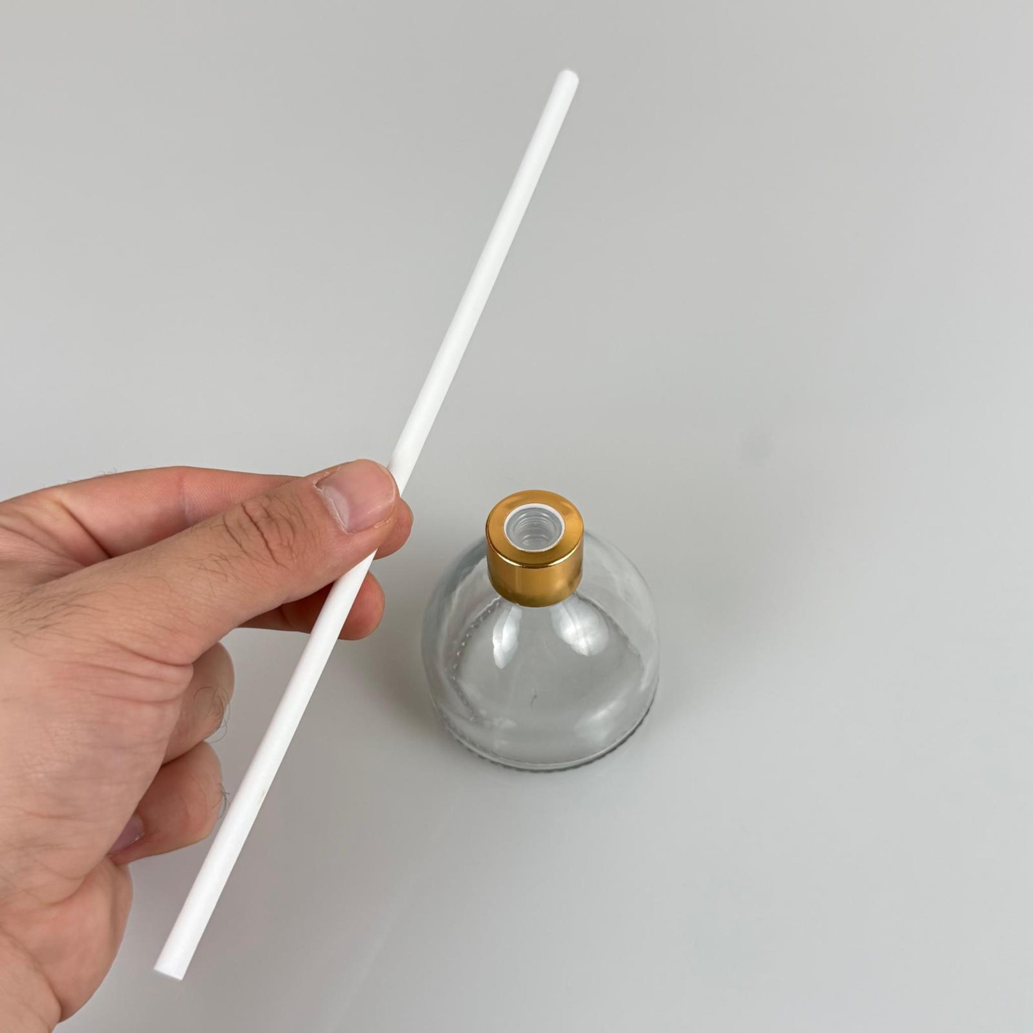 KUBBE MODEL CAM BAMBU ODA KOKUSU ŞİŞESİ + METAL GOLD KAPAK + TIPA + KALIN BEYAZ FİBER BAMBU ÇUBUK - 50 ML SET TAKIM - HEDİYELİK PROMOSYON DİFFUSER ŞİŞELERİ