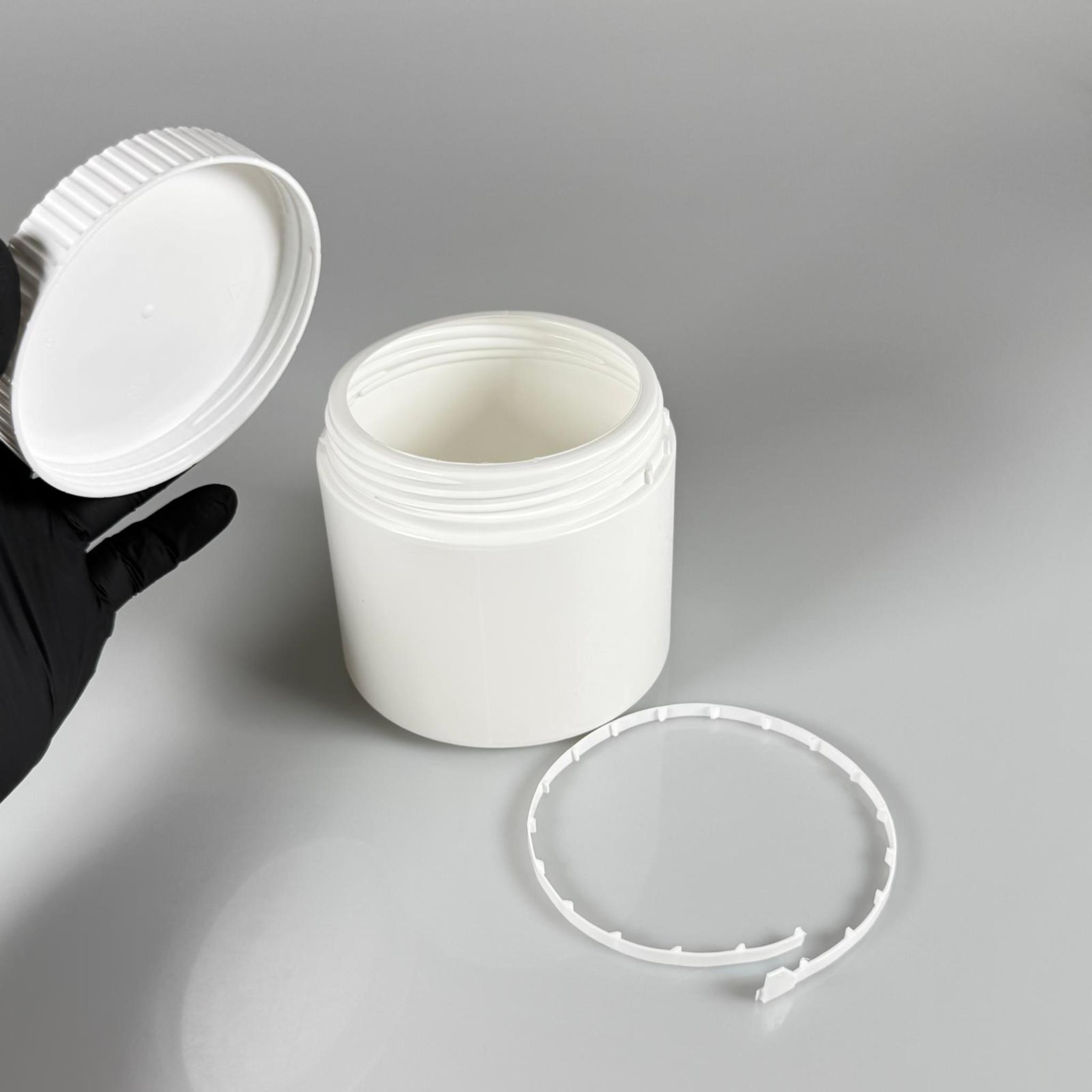 500 CC POMAT KUTUSU KİLİTLİ KAPAKLI BEYAZ - 500 ML PE POLİETİLEN KREM KAVANOZU