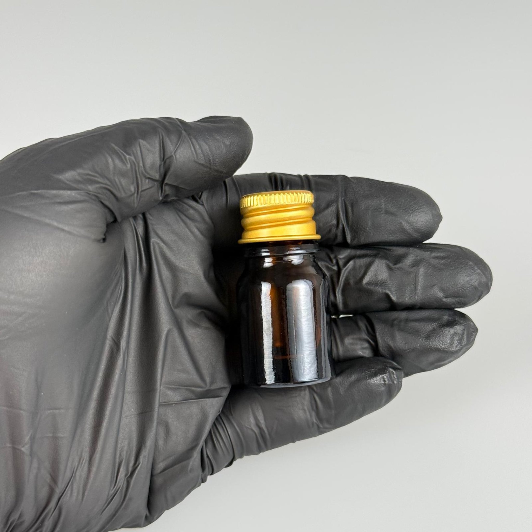 3 CC AMBER CAM ŞİŞE + KÖPÜK CONTALI GOLD ALÜMİNYUM METAL KAPAKLI + KÖR TIPALI TAKIM - 3 ML KAHVERENGİCAM ŞİŞE