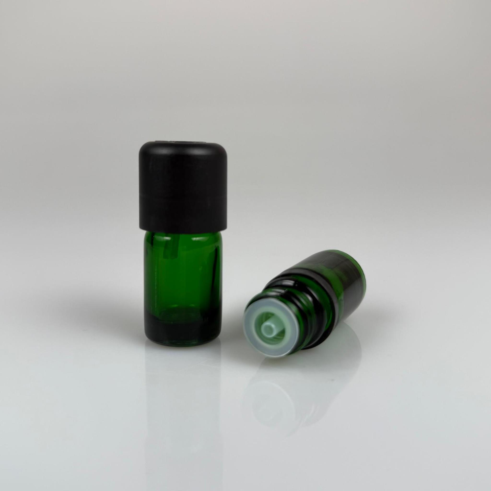 5 CC YEŞİL CAM ŞİŞE + İÇTEN DAMLALIKLI ÇOCUK KİLİTLİ SİYAH KAPAK - YEŞİL 5 ML KİLİT KAPAKLI DAMLATMALI ŞİŞE