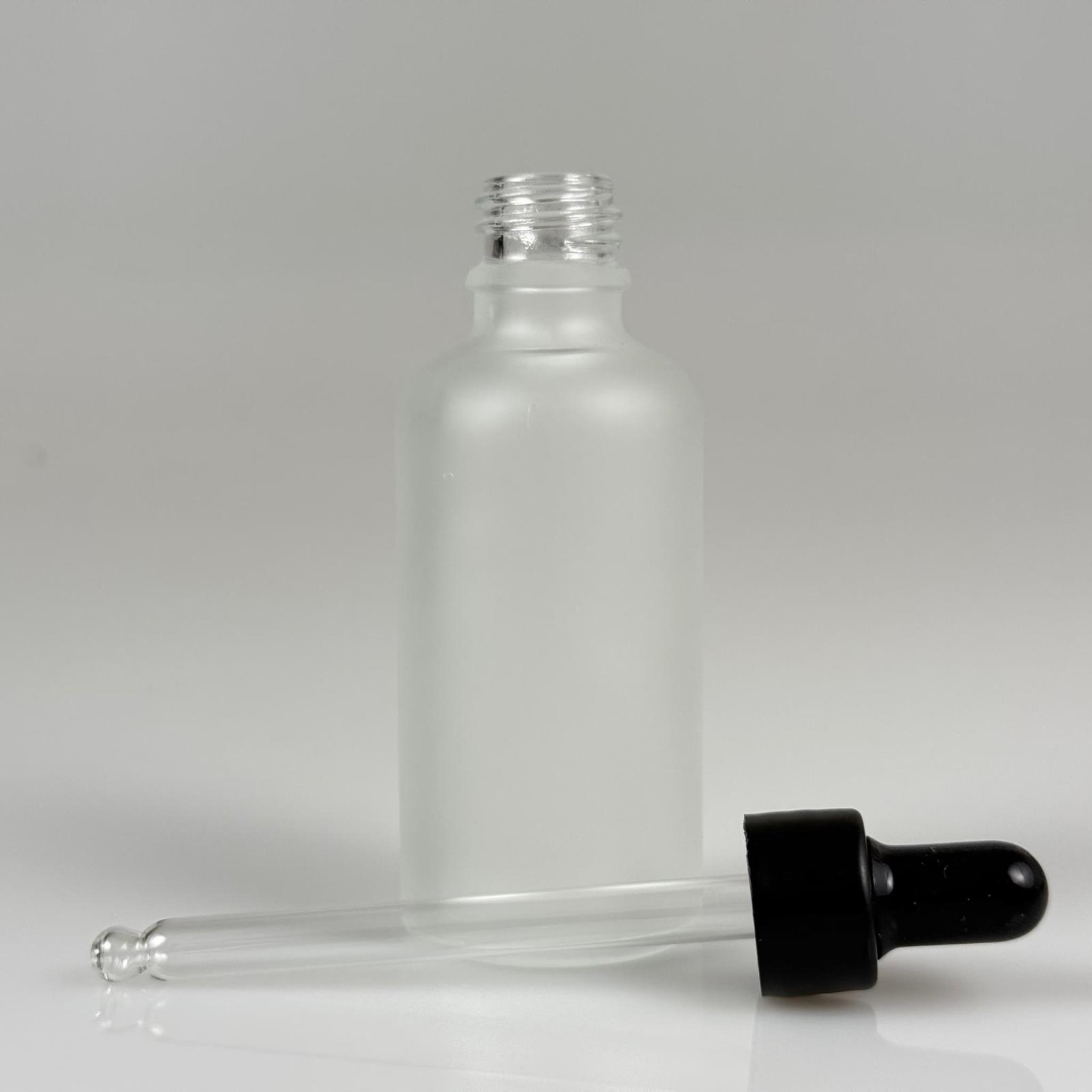 50 CC BUZLU CAM DAMLALIKLI ŞİŞE - SİYAH EMZİK + SİYAH DÜZ KAPAK + CAM PİPET TAKIM - 50 ML BUZLU DAMLALIKLI ŞİŞE SETİ