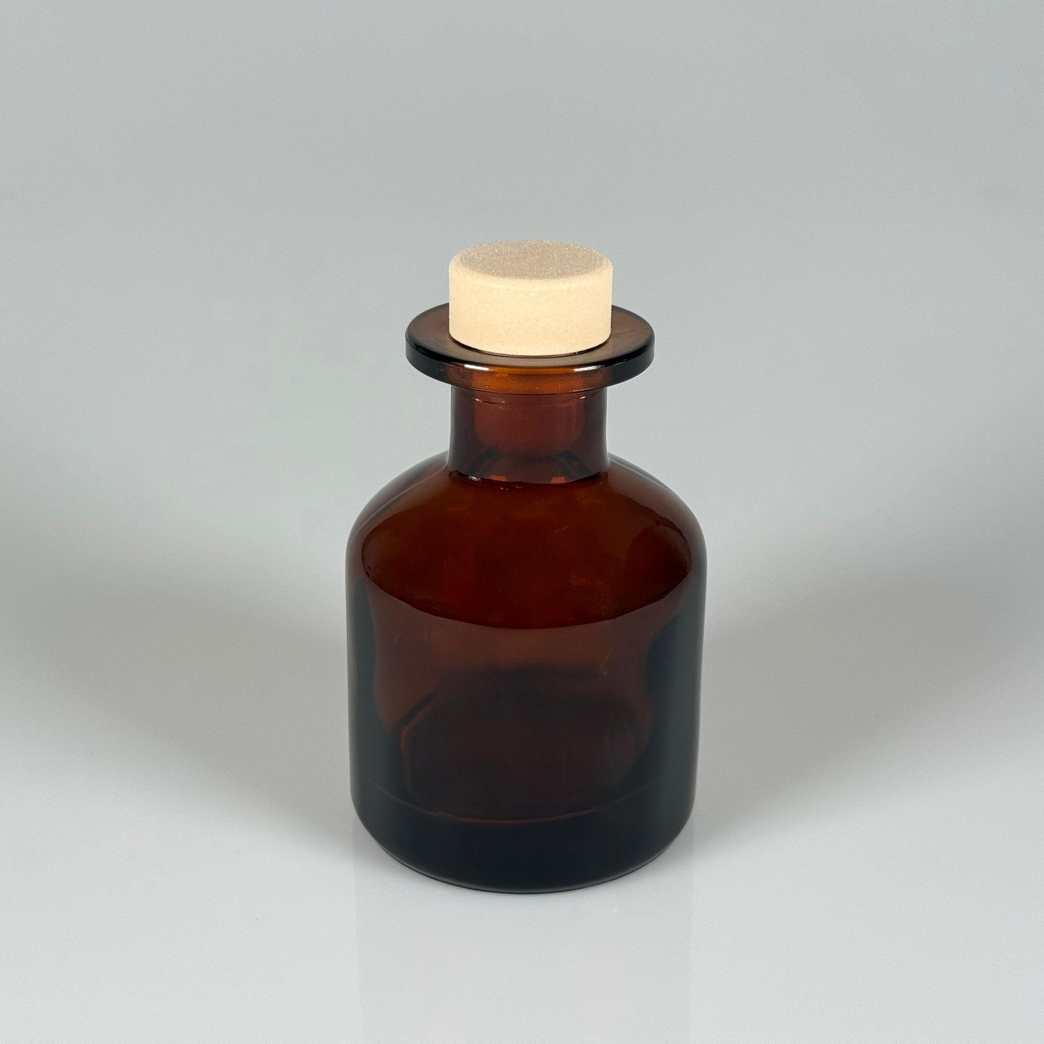 150 CC AMBER LÜX SİLİNDİR CAM ŞİŞE + AHŞAP GÖRÜNÜMLÜ SENTETİK MANTAR TIPA - 150 ML TIPALI CAM ŞİŞE