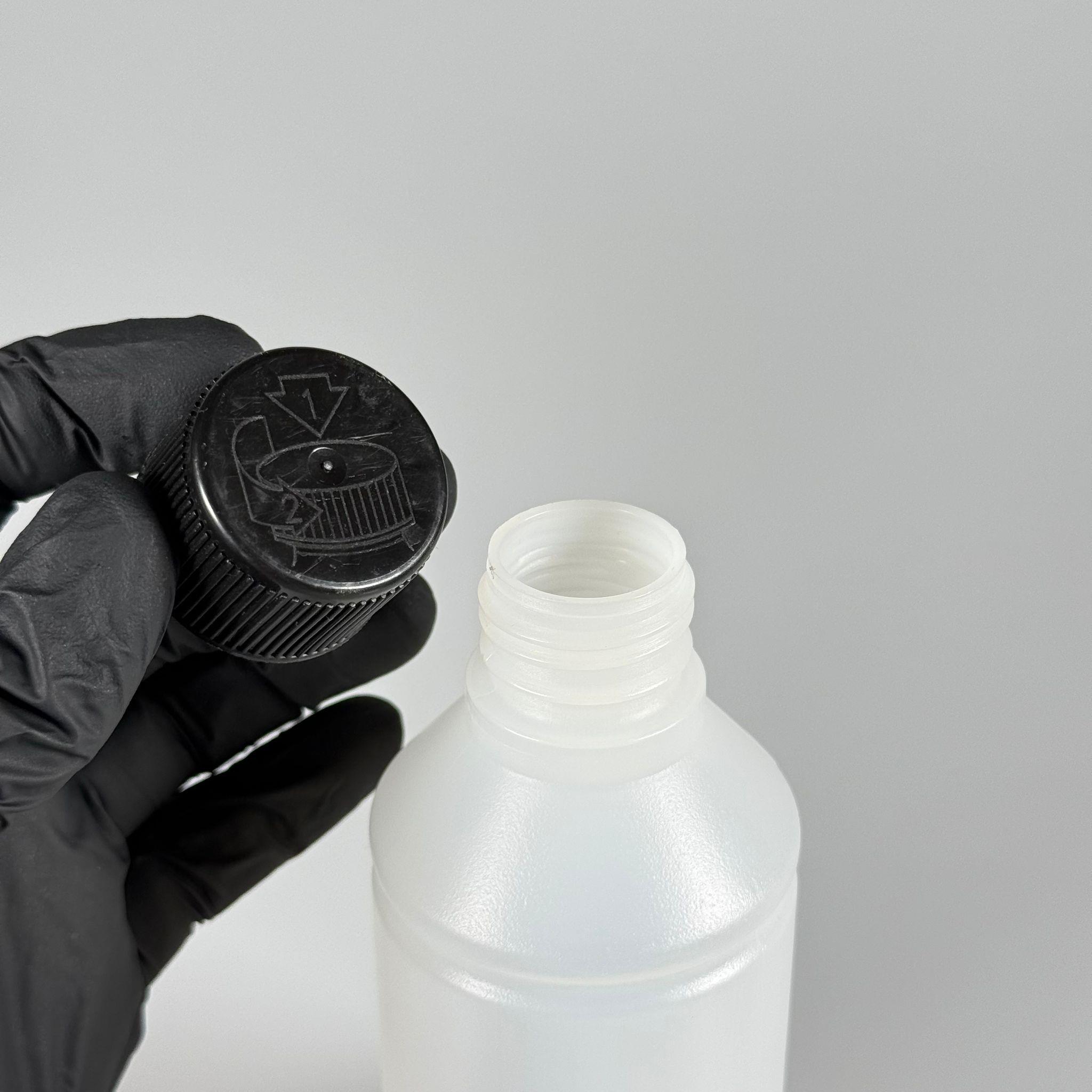 250 CC TİNER ŞİŞESİ - SİYAH ÇOCUK EMNİYET KİLİTLİ KAPAKLI - 250 ML KİMYASALA DAYANIKLI PLASTİK ŞİŞE - 0,25 LT POLİETİLEN ŞİŞE