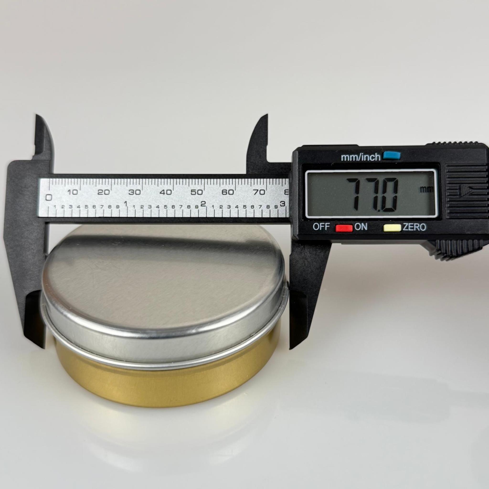 100 CC TENEKE KUTU - GOLD - GÜMÜŞ KAPAKLI - METAL AMBALAJ - MUM TENEKESİ 77 X 28 MM