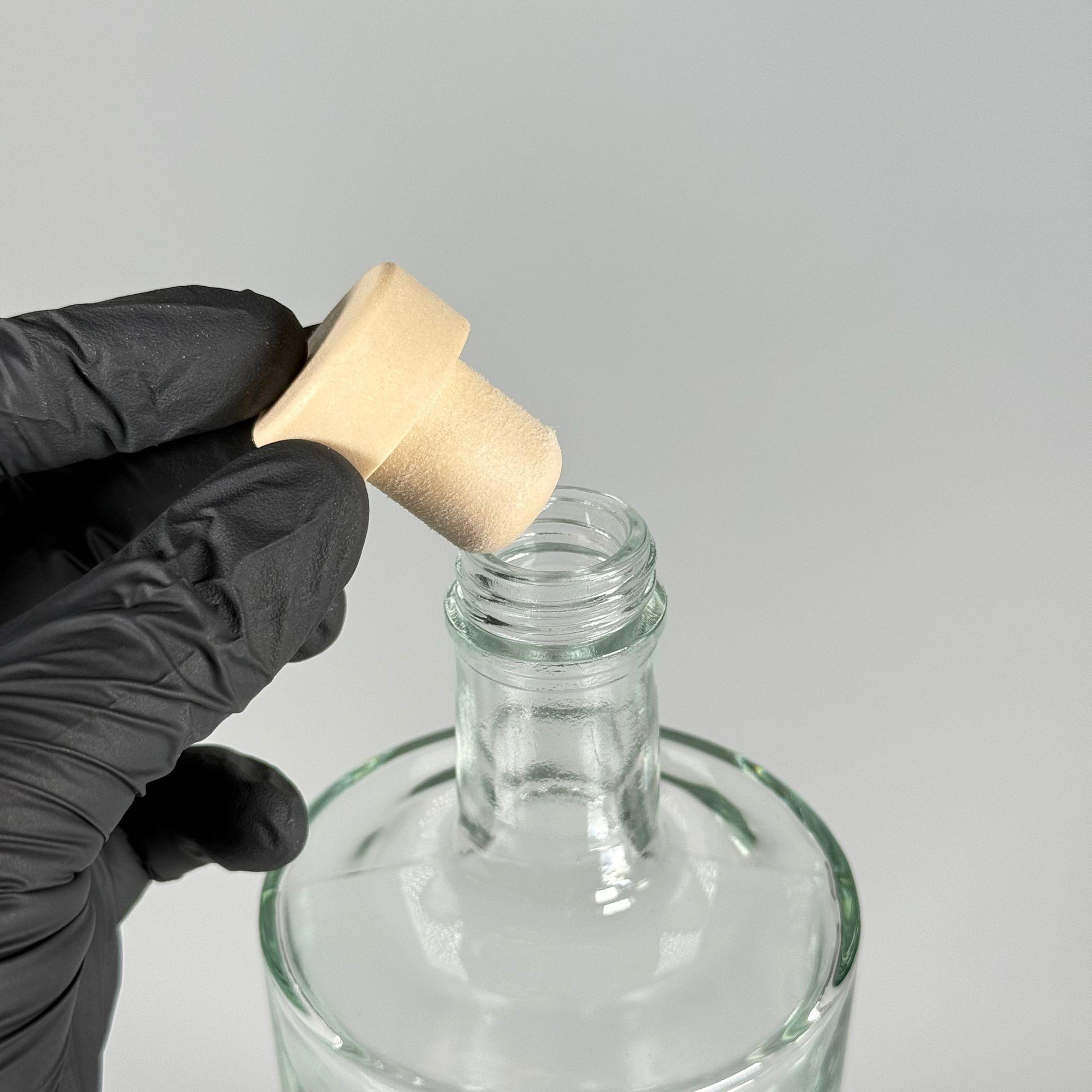 500 CC LÜKS KALIN DİPLİ CAM ŞİŞE + AHŞAP GÖRÜNÜMLÜ SENTETİK MANTAR TIPA - 500 ML TIPALI CAM ŞİŞE