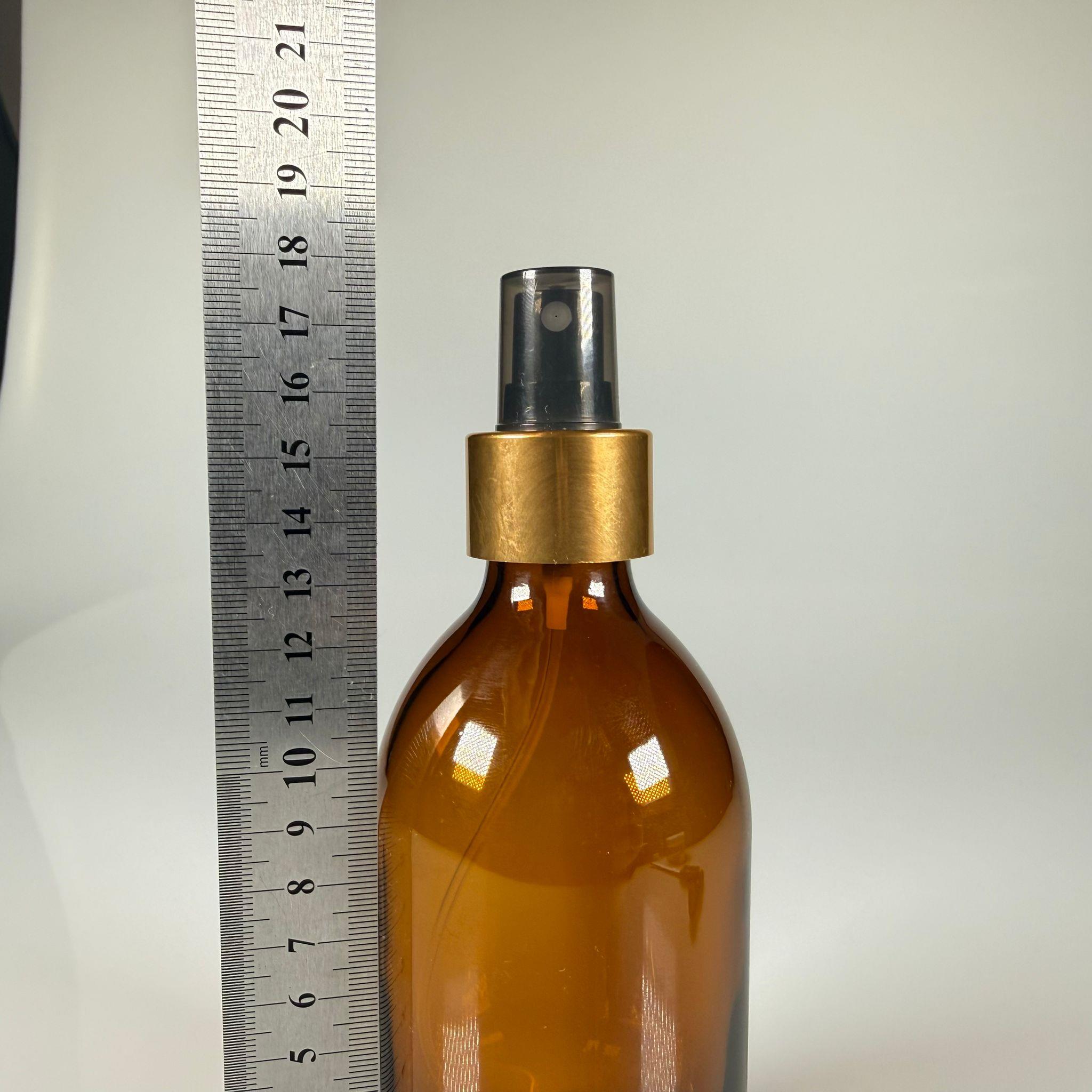 300 CC AMBER GOLD SPREY BAŞLIKLI CAM ŞİŞE - 300 ML KAHVERENGİ FISFIS KAPAKLI ŞİŞE