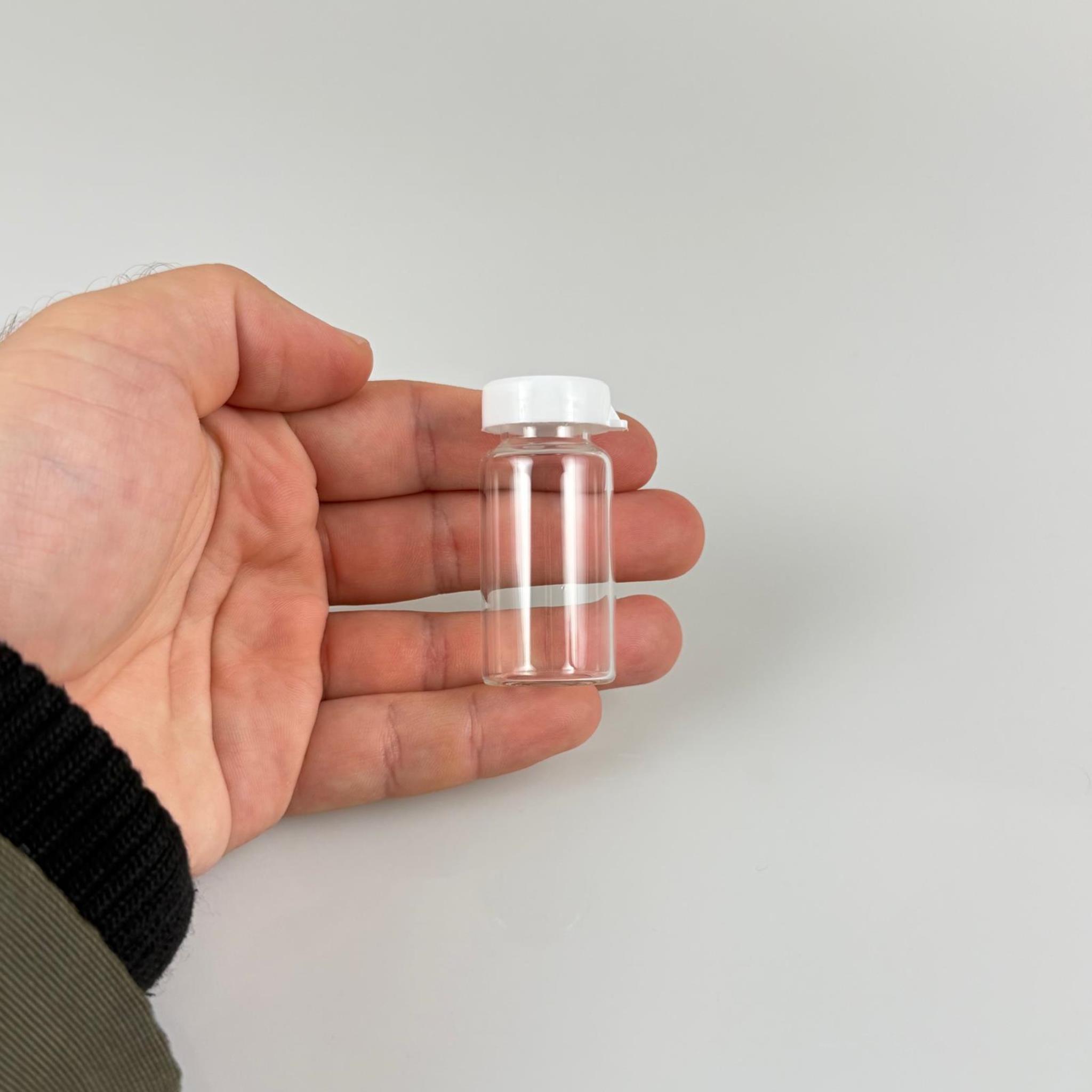 12 ML SIZDIRMAZ KAPAKLI CAM ŞİŞE - 12 CC BEYAZ GEÇME KAPAKLI CAM ŞİŞE (ELLE KAPANIR)