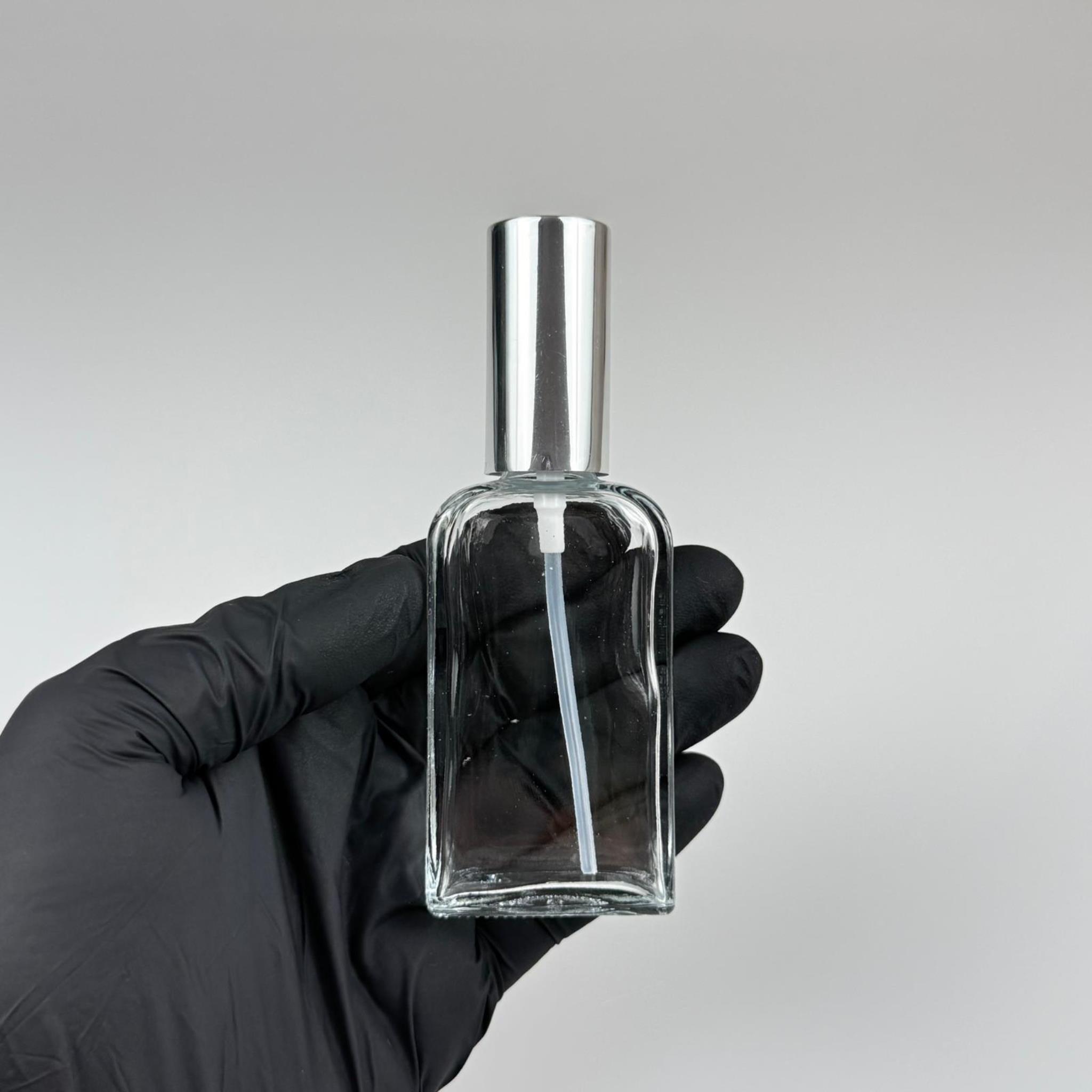 50 CC YASSI DİKDÖRTGEN CAM ŞİŞE - VİDALI GÜMÜŞ SPREYLİ PARFÜM KOLONYA ŞİŞESİ TAKIM - 50 ML PRESTİJLİ ŞİŞE