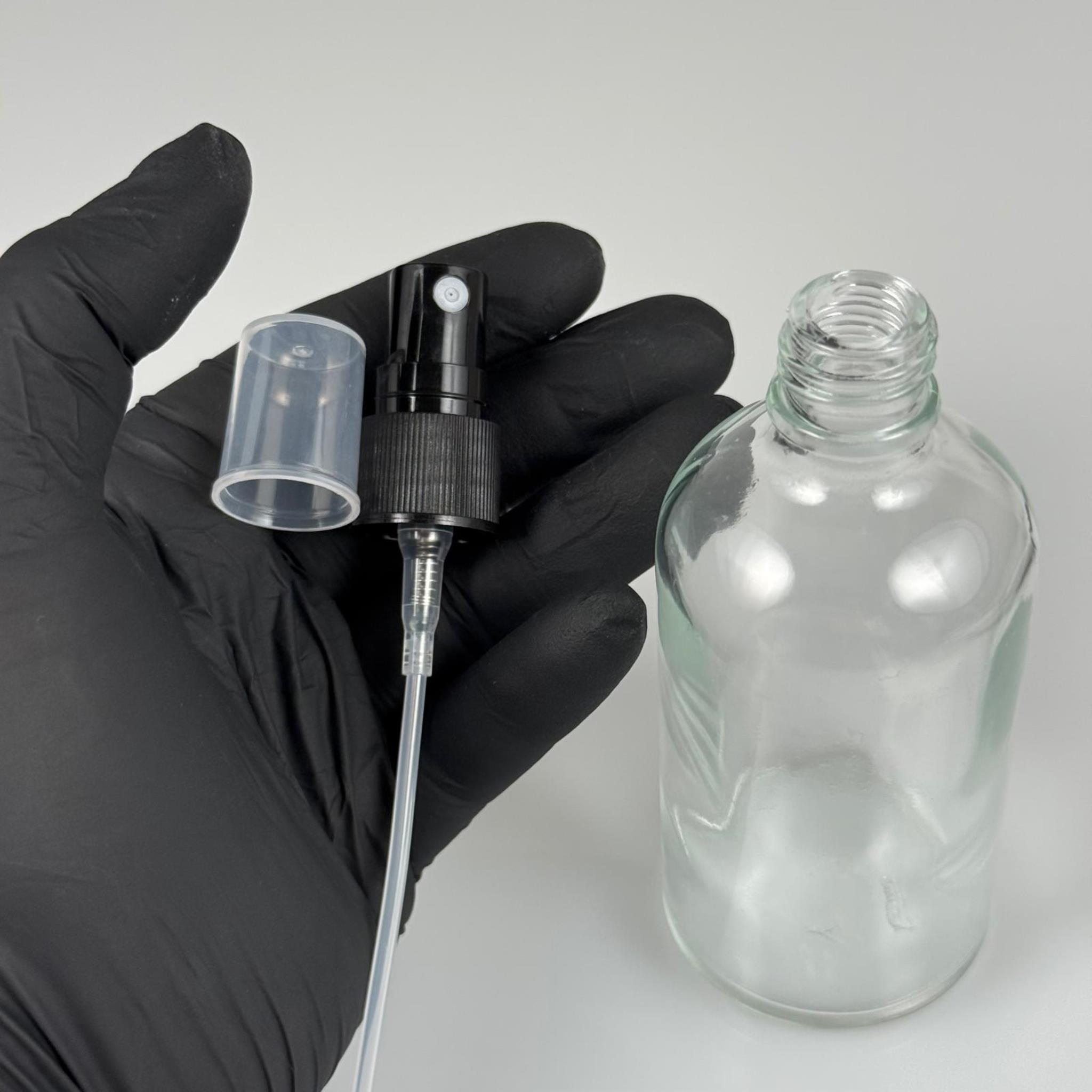 100 CC ŞEFFAF CAM ŞİŞE SİYAH SPREYLİ TAKIM - 100 ML SPREYLİ CAM ŞİŞE