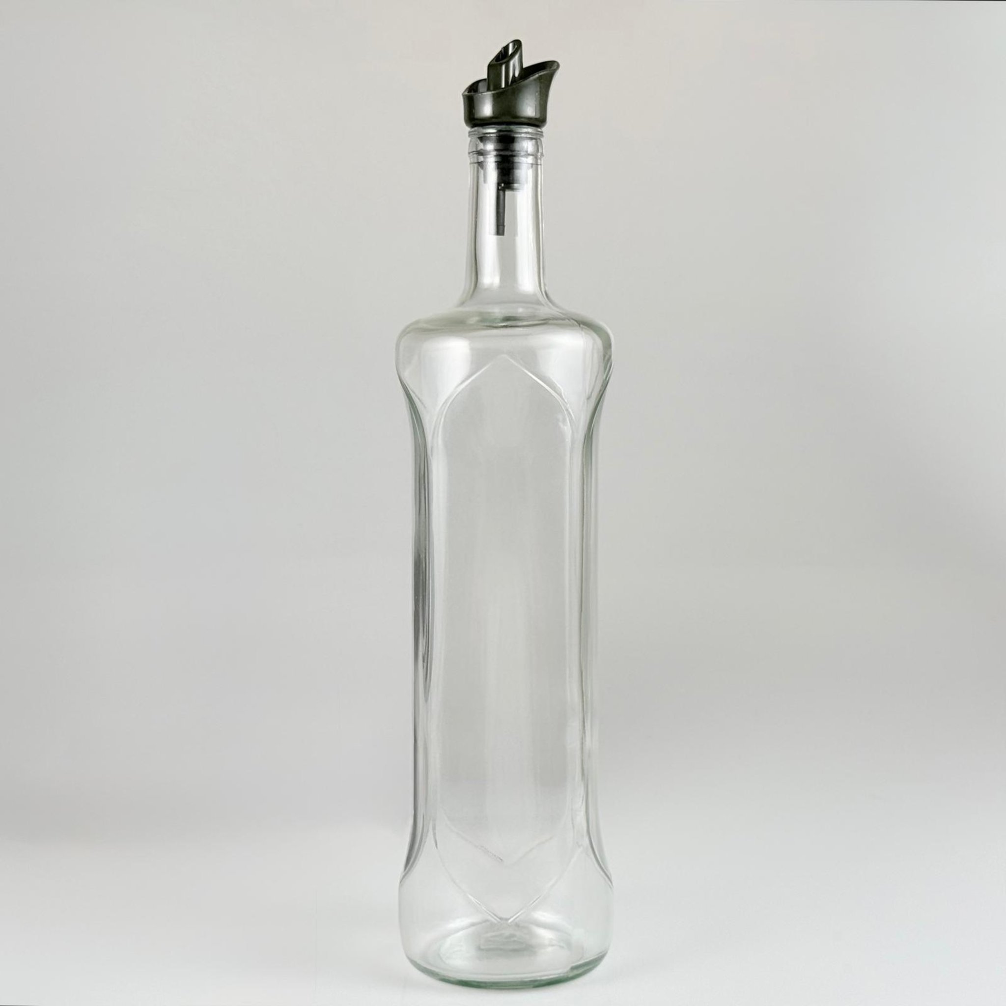 1000 CC DESENLİ DORİKA ŞEFFAF CAM ŞİŞE + HAVUZLU KOYU YEŞİL AKITICILI TAKIM - 1000 ML MANTAR TIPALI ÇAKMA AĞIZ  CAM ŞİŞE
