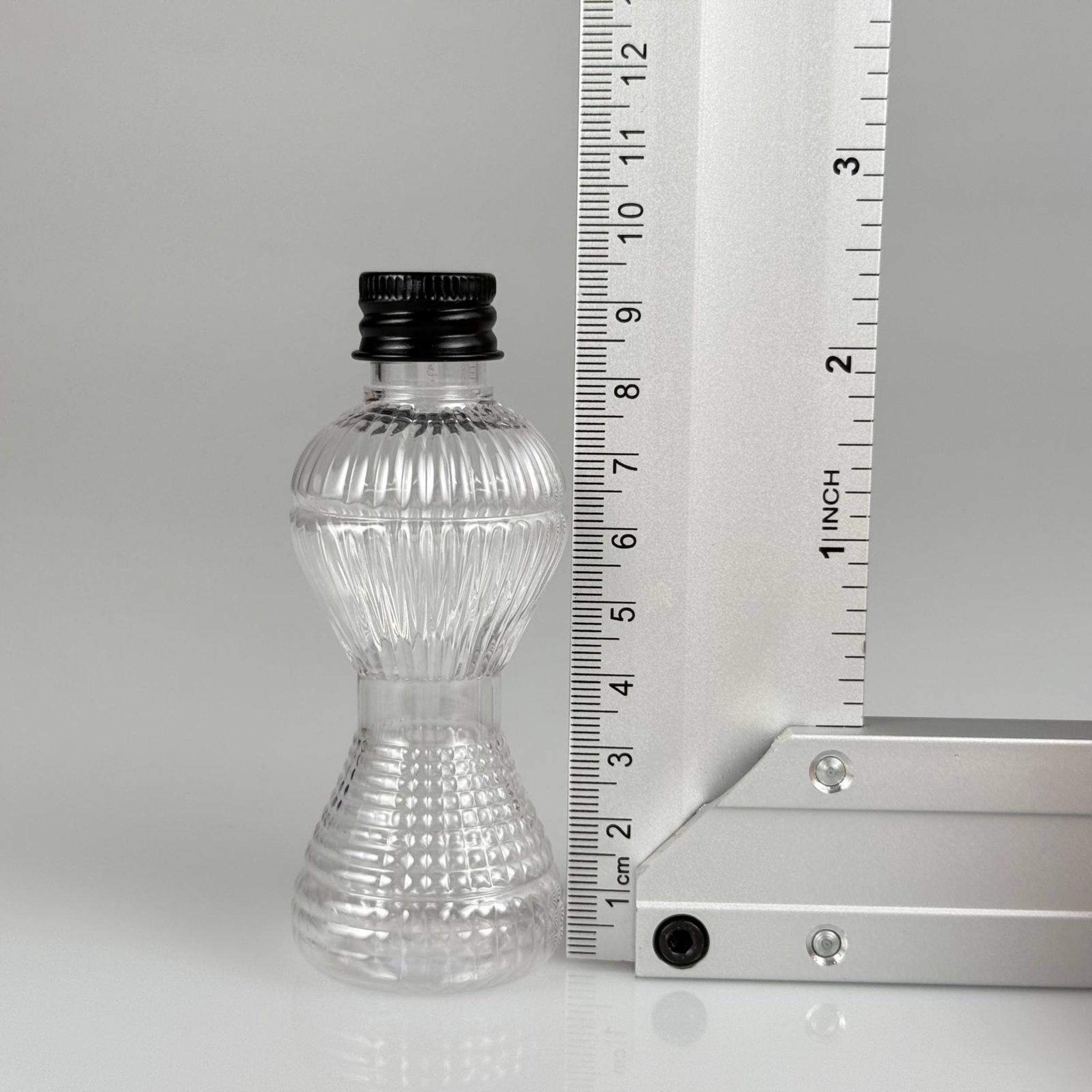 50 CC MİNİ PIRLANTA ŞİŞE + KÖPÜK CONTALI SİYAH ALÜMİNYUM METAL KAPAKLI TAKIM - 50 ML PLASTİK CAMPET ŞİŞE